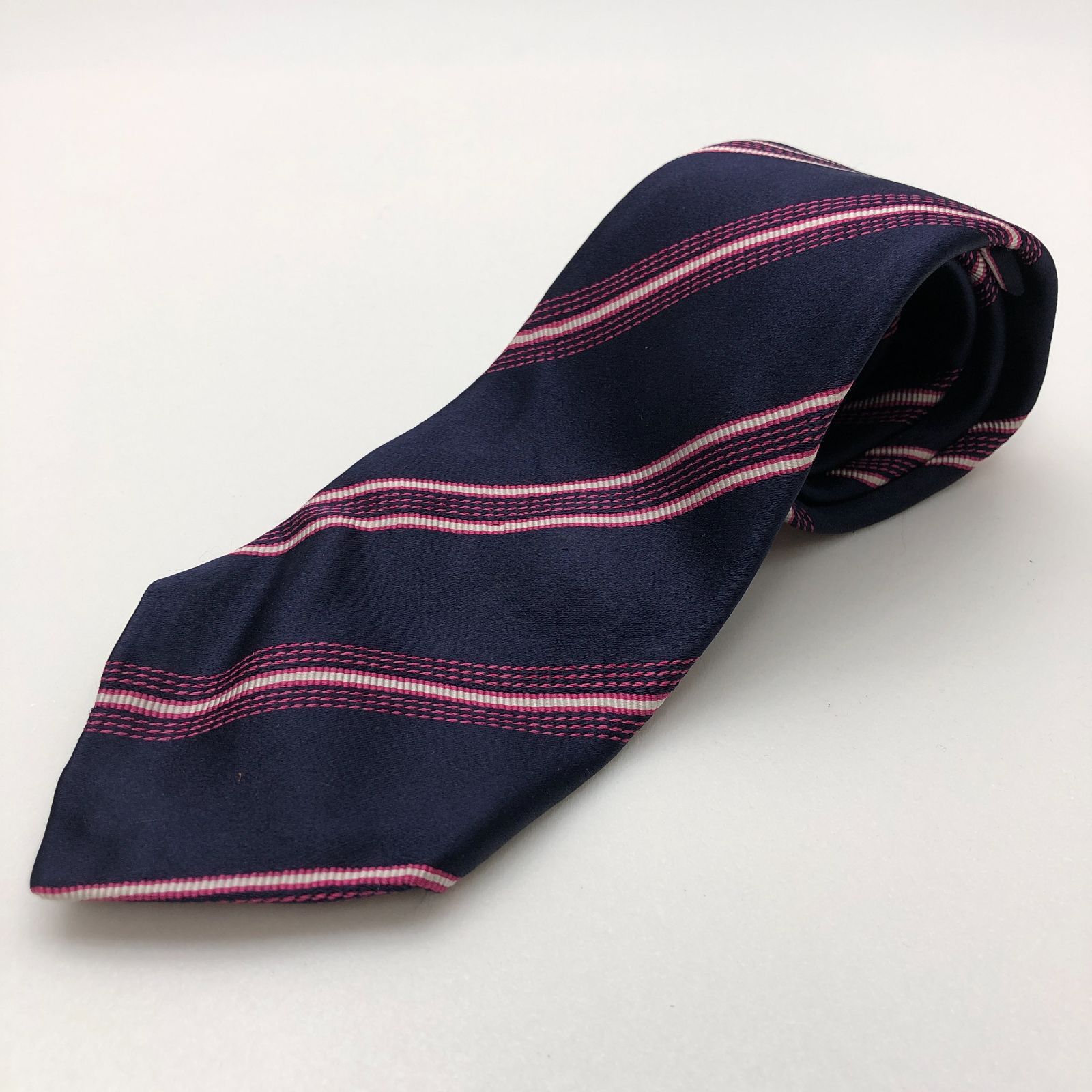 BARNEYS NEW YORK ネクタイ シルク100％ 絹 日本製 ネイビー ピンク