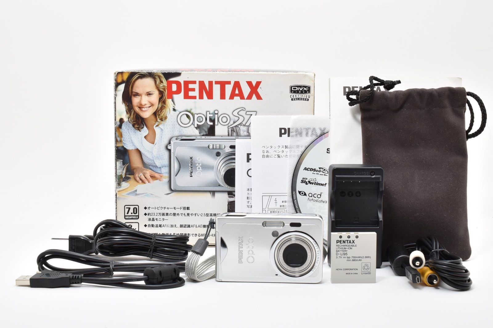 美品】ペンタックス PENTAX Optio S7 シルバー コンパクトデジタル