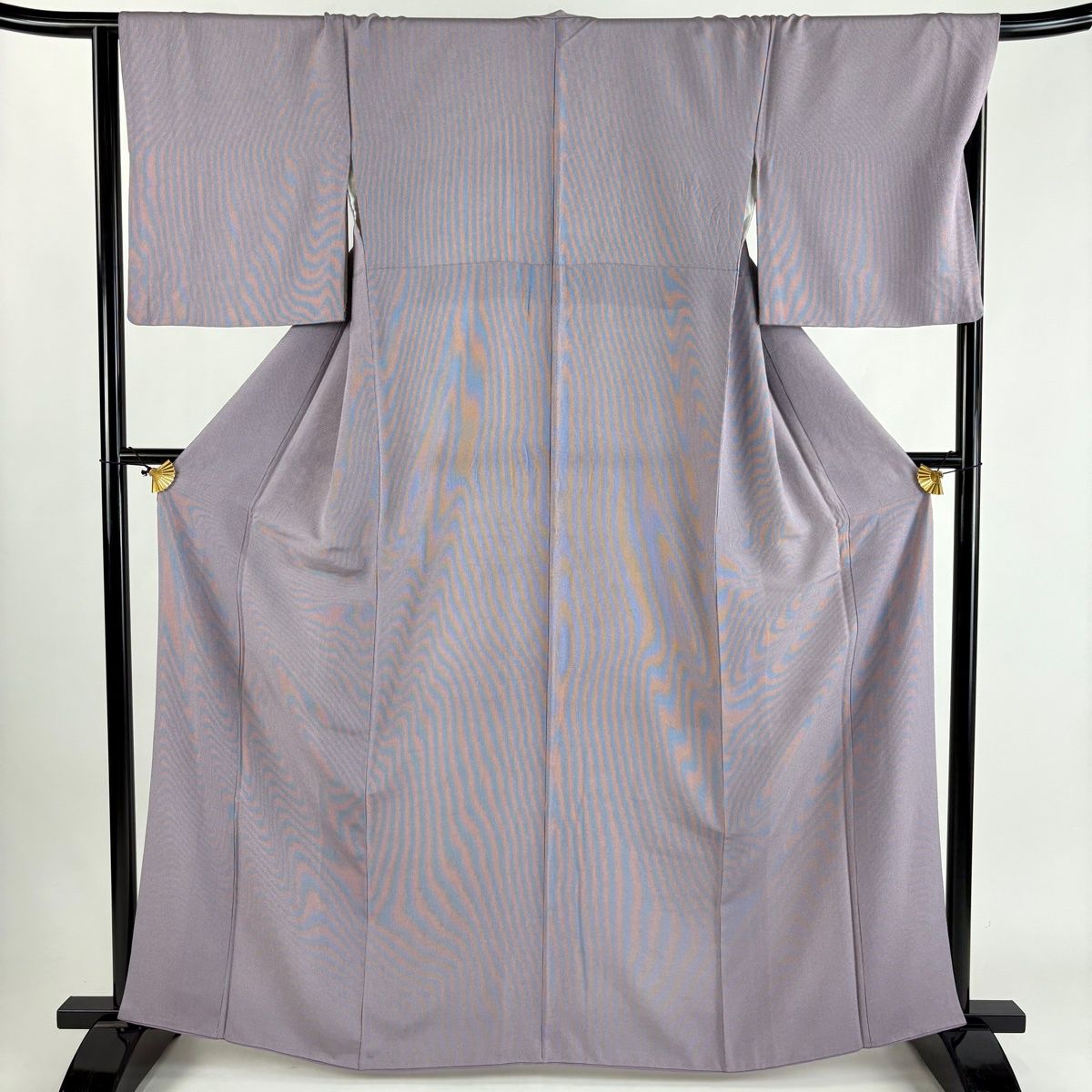 mio　江戸小紋　袷　正絹　万筋　紺鼠色×白　身丈159.5裄65身幅大き 江戸小紋袷正絹万筋紺鼠色×白身丈159.5裄65身幅大きめ