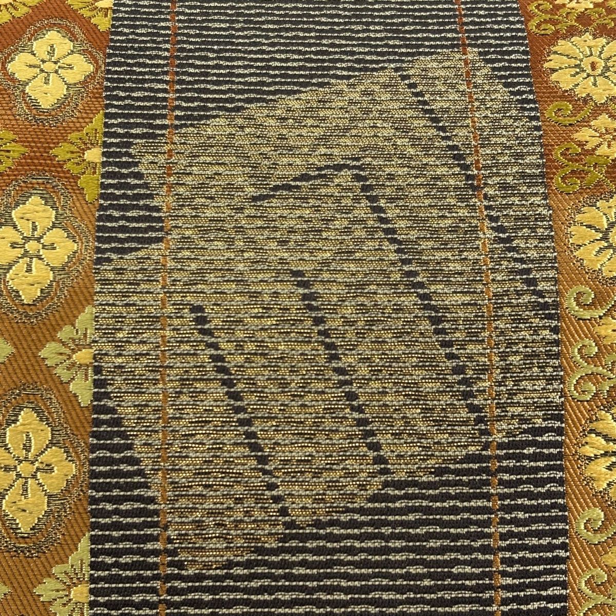 美品】 袋帯 秀品 源氏香 花唐草 箔 金糸 焦茶色 六通 正絹 【中古