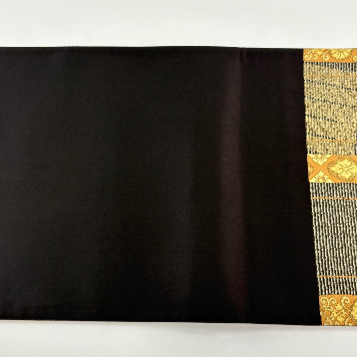 袋帯　六通　黒地　有職源氏鑑　波文様　引箔　金銀糸　正絹 袋帯 六通 黒地 有職源氏鑑 波文様 引箔 金銀糸 正絹
