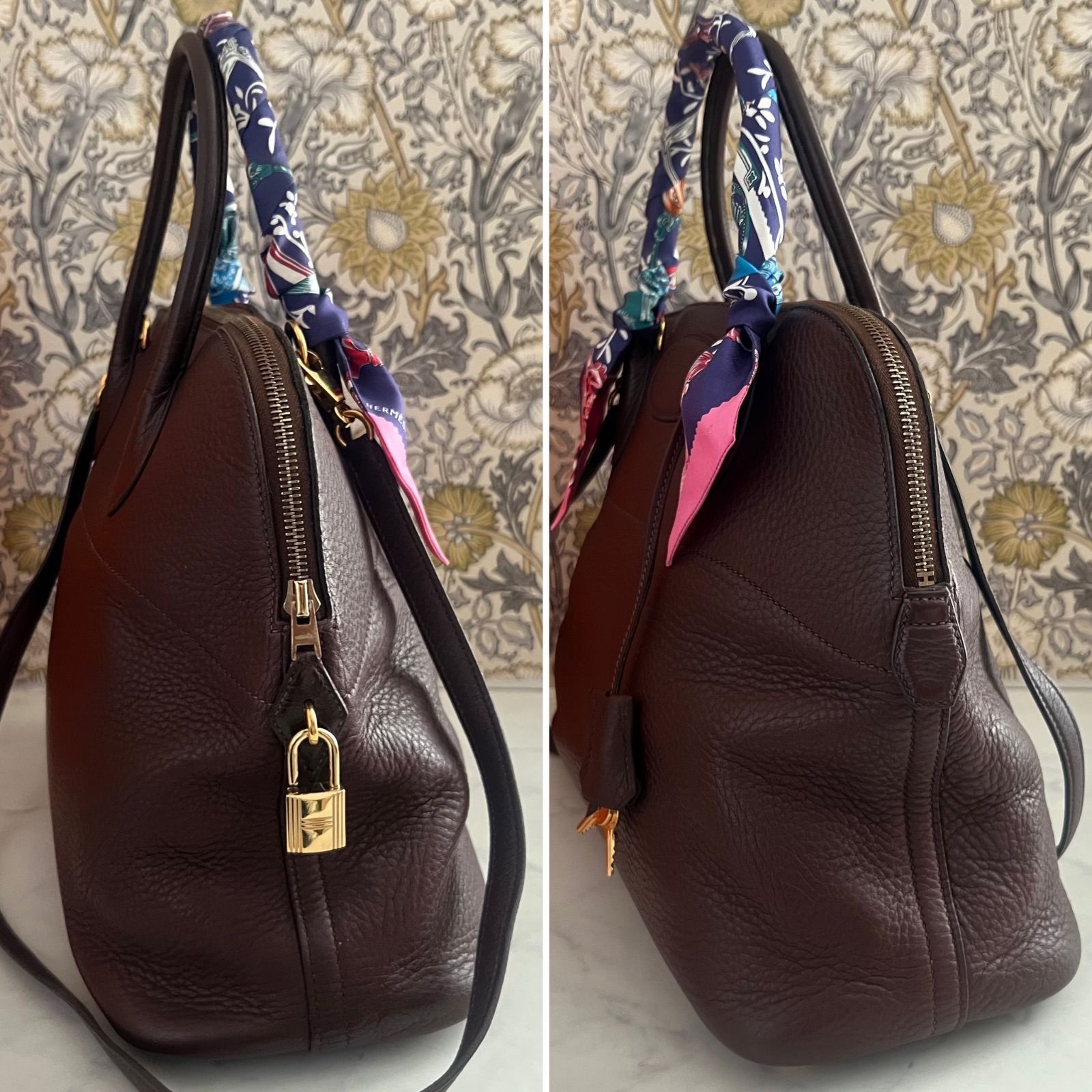 極美品 HERMES【ボリード 35 】ブラウン 付属品完備 ツイリー付