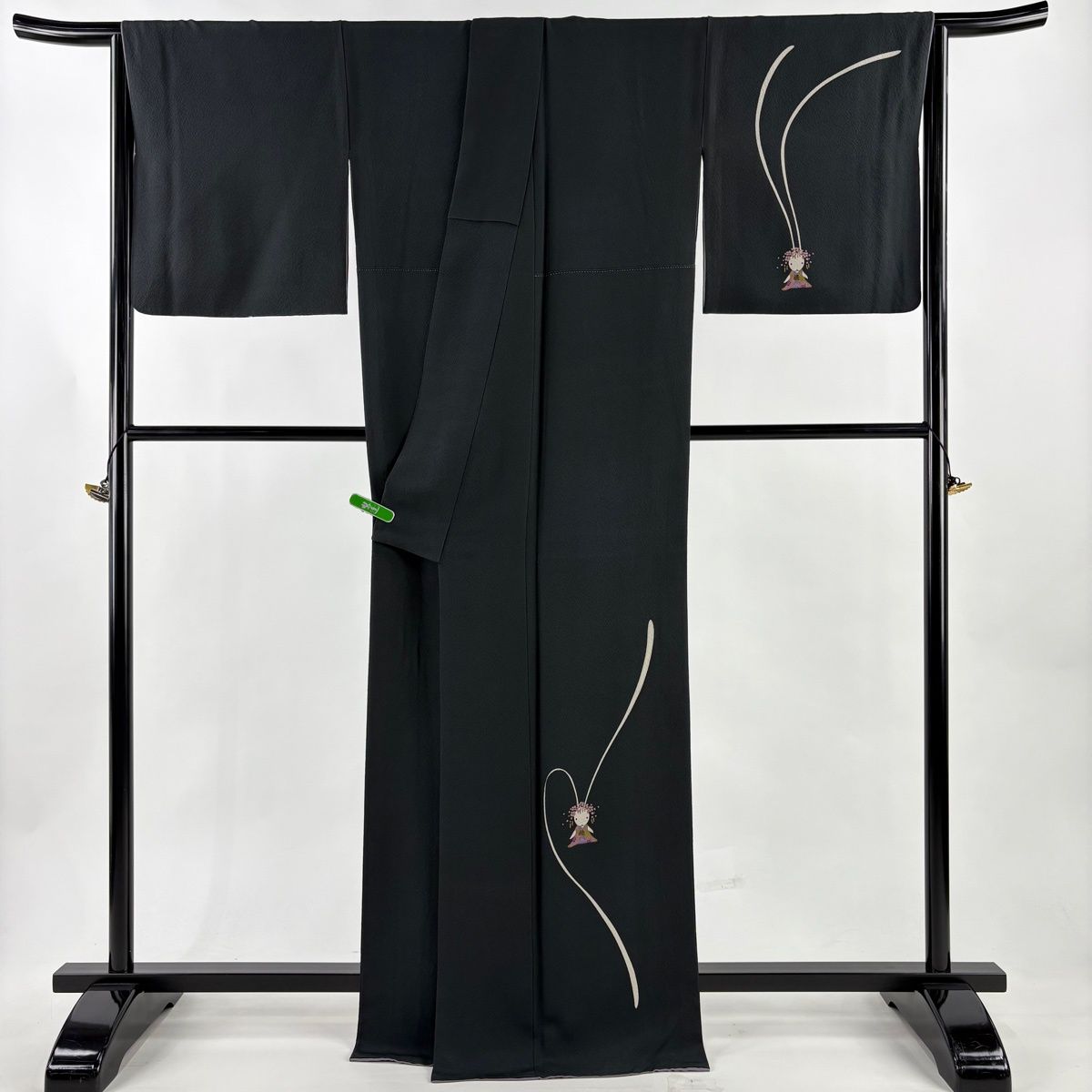 付下げ 身丈168.5cm 裄丈70cm L 袷 辻村ジュサブロー 落款 うさぎ 墨色 