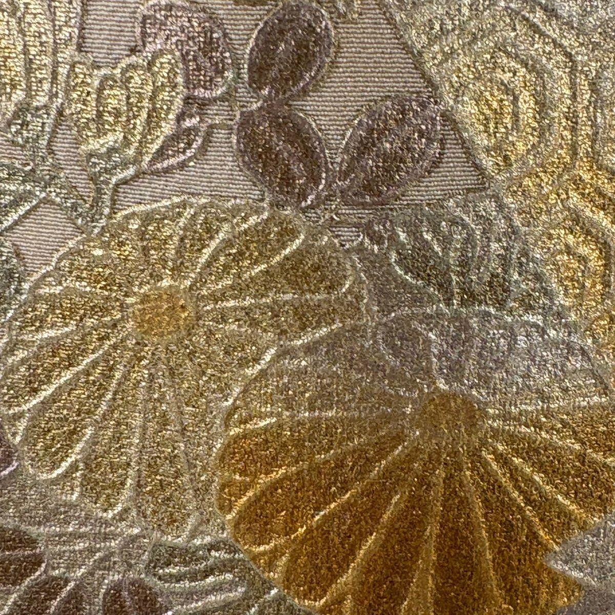 付下げ 身丈157cm 裄丈64.5cm M 袷 和田光正 落款 扇面 草花 金銀彩