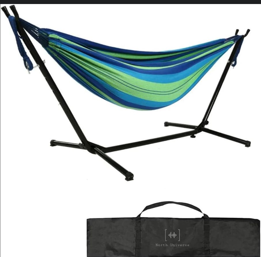 自立式 ハンモック ストライプ柄 屋内外対応 耐荷重300kg 収納バッグ