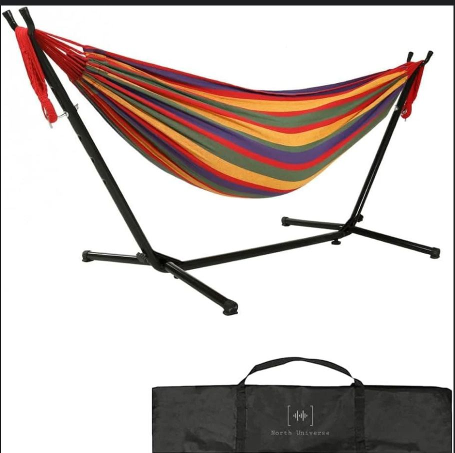 自立式 ハンモック ストライプ柄 屋内外対応 耐荷重300kg 収納バッグ