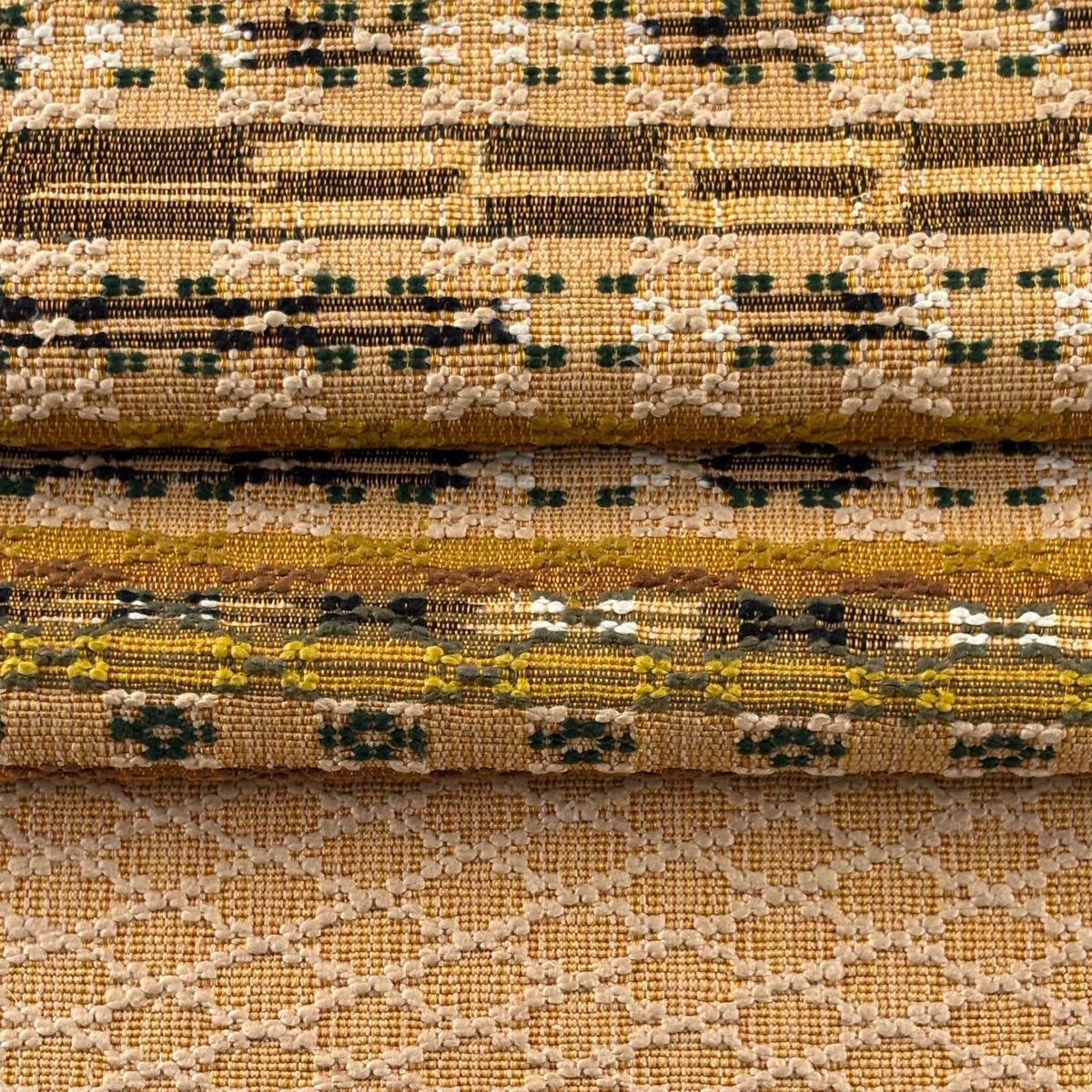 ［名古屋帯］中古美品　紬　363cm O-872 美品】 名古屋帯 逸品 八寸名古屋帯 紬地 縞 幾何学 オレンジ 正絹