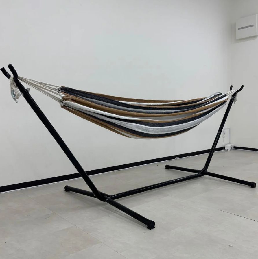 自立式 ハンモック ストライプ柄 屋内外対応 耐荷重300kg 収納バッグ