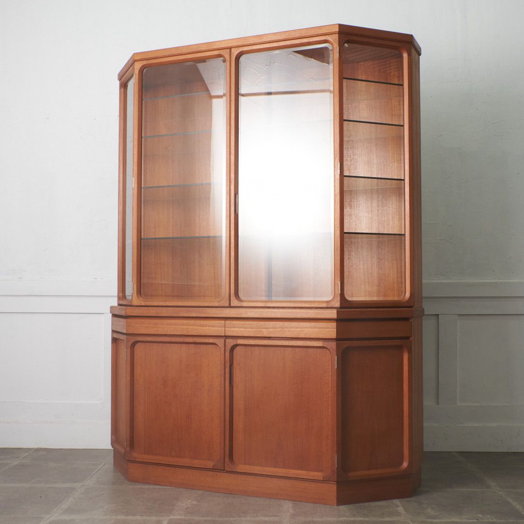 日田工芸 チーク maxim ガラス キャビネット 飾り棚 HITAKOUGEI