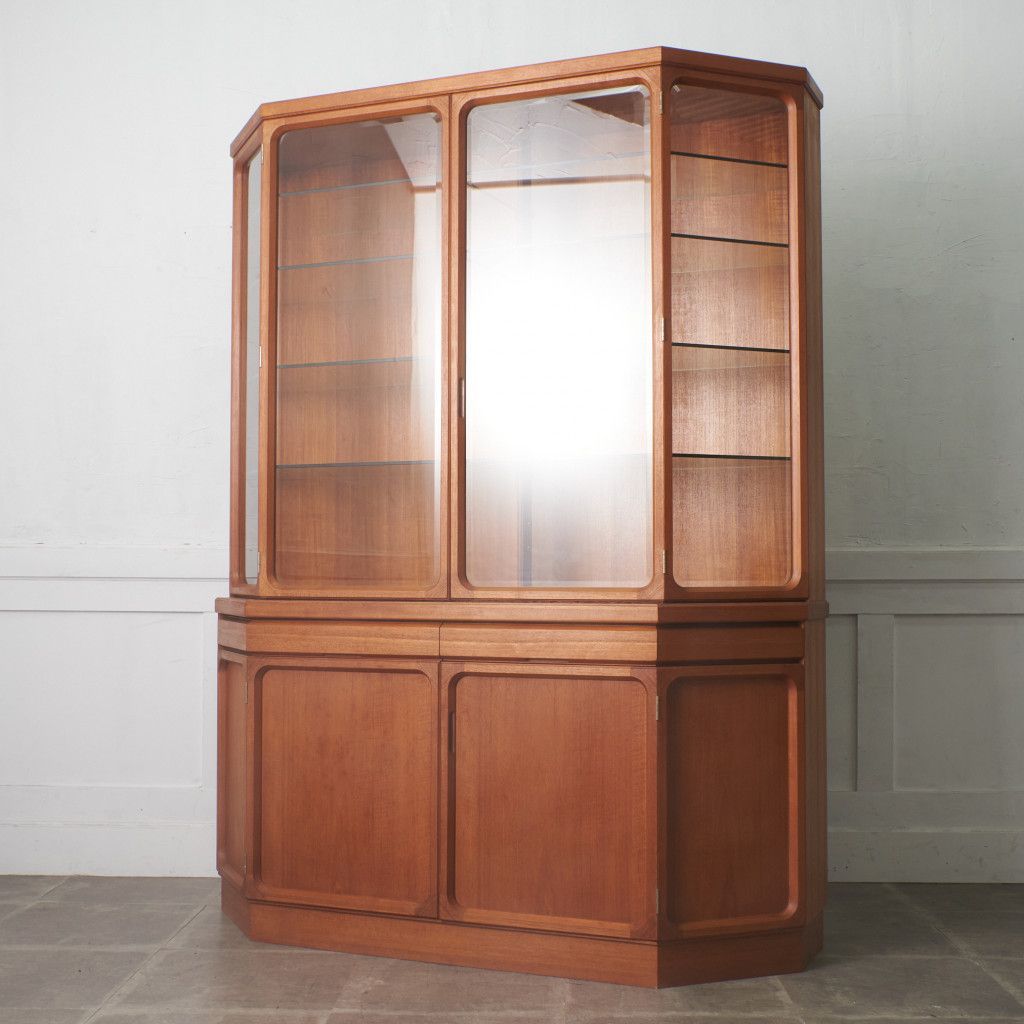 日田工芸 チーク maxim ガラス キャビネット 飾り棚 HITAKOUGEI