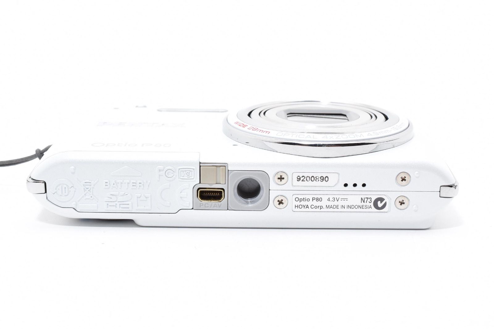 美品】ペンタックス PENTAX Optio P80 ホワイト コンパクトデジタル