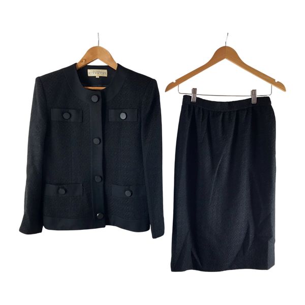 LA8348 ジバンシースカートスーツ セットアップ 黒 ウール100％ 10 wnc ジバンシイ GIVENCHY HI FORMAL スカートスーツ セットアップ