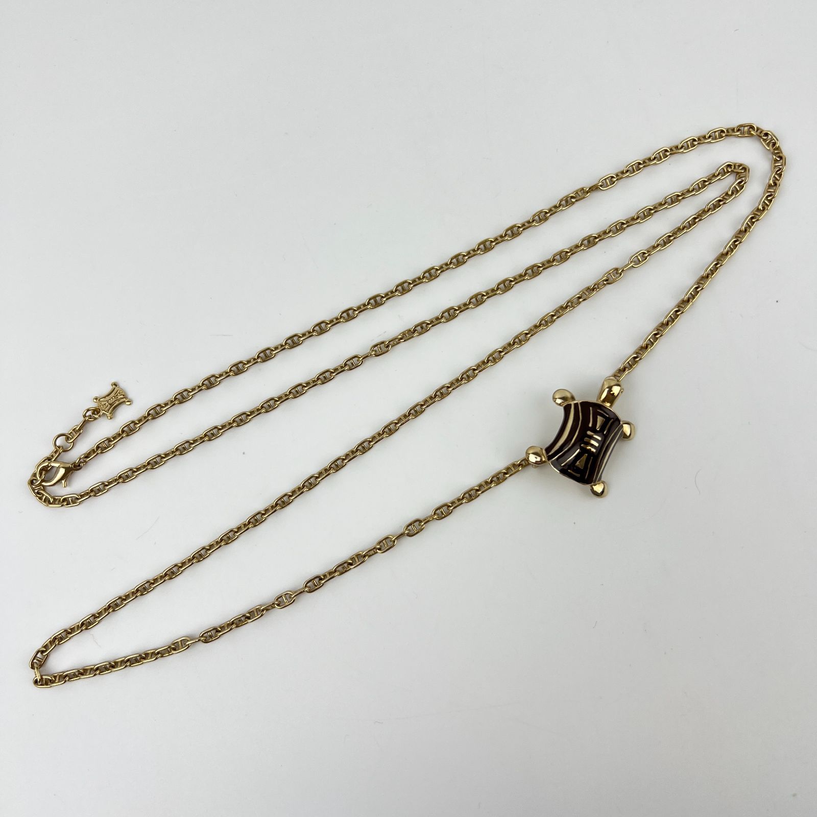 中古】CELINE セリーヌ ネックレス ゴールド マカダム柄 亀モチーフ