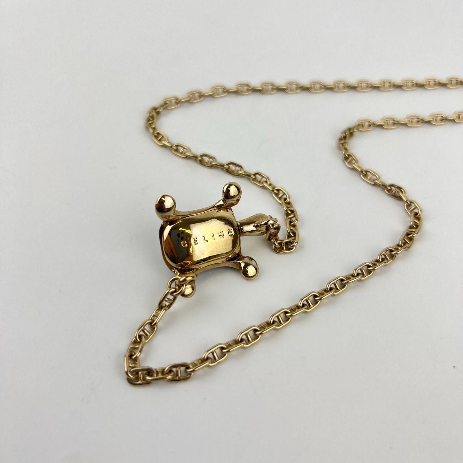 中古】CELINE セリーヌ ネックレス ゴールド マカダム柄 亀モチーフ