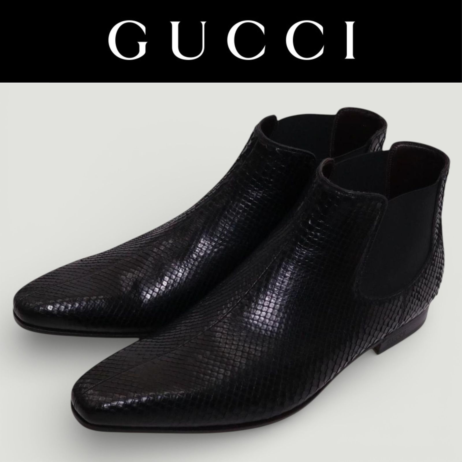 新品未使用】GUCCI グッチ メンズ サイドゴアブーツ パイソンレザー 