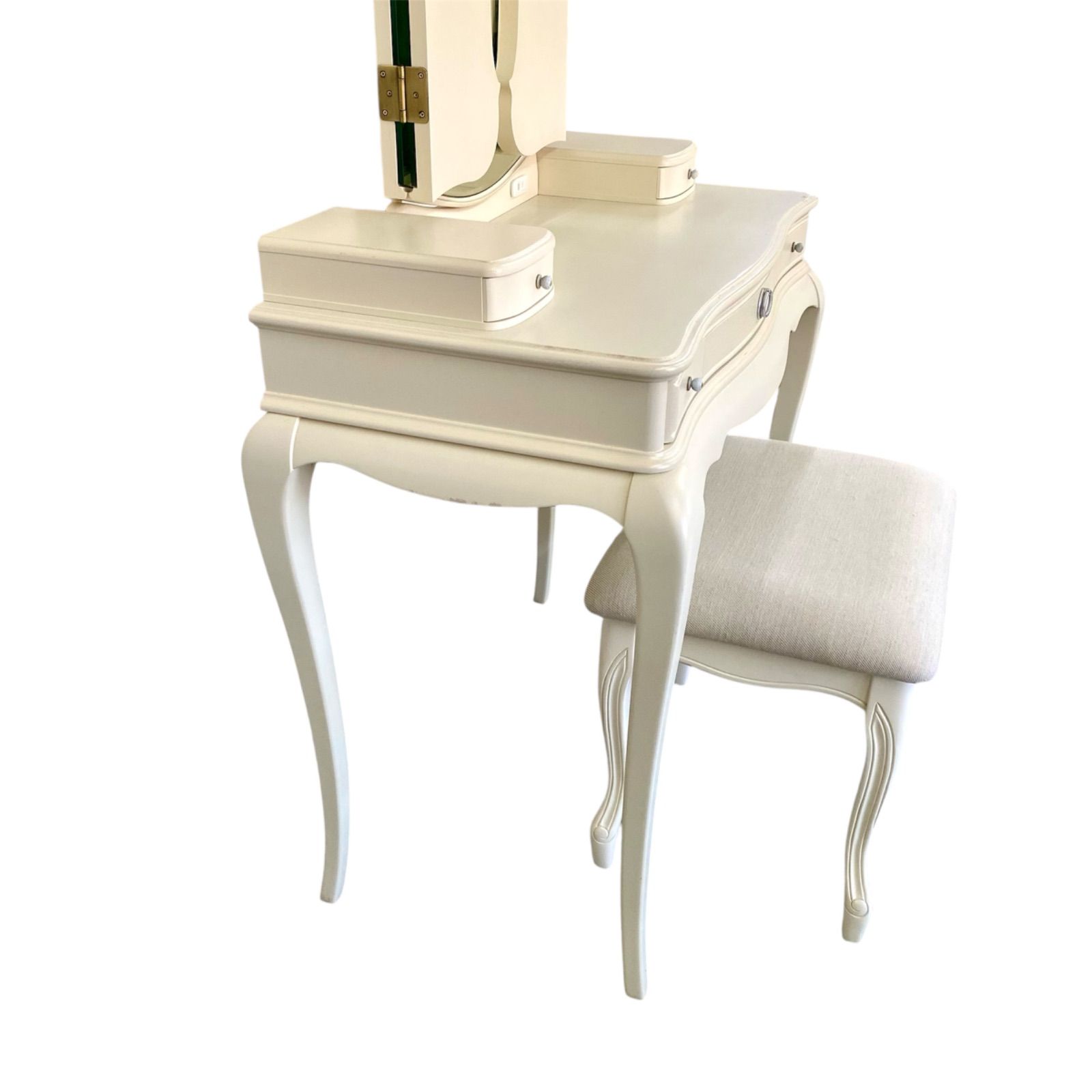 手渡し・配送】ドレッサー 鏡台 ホワイト 化粧台 メイクテーブル 三面