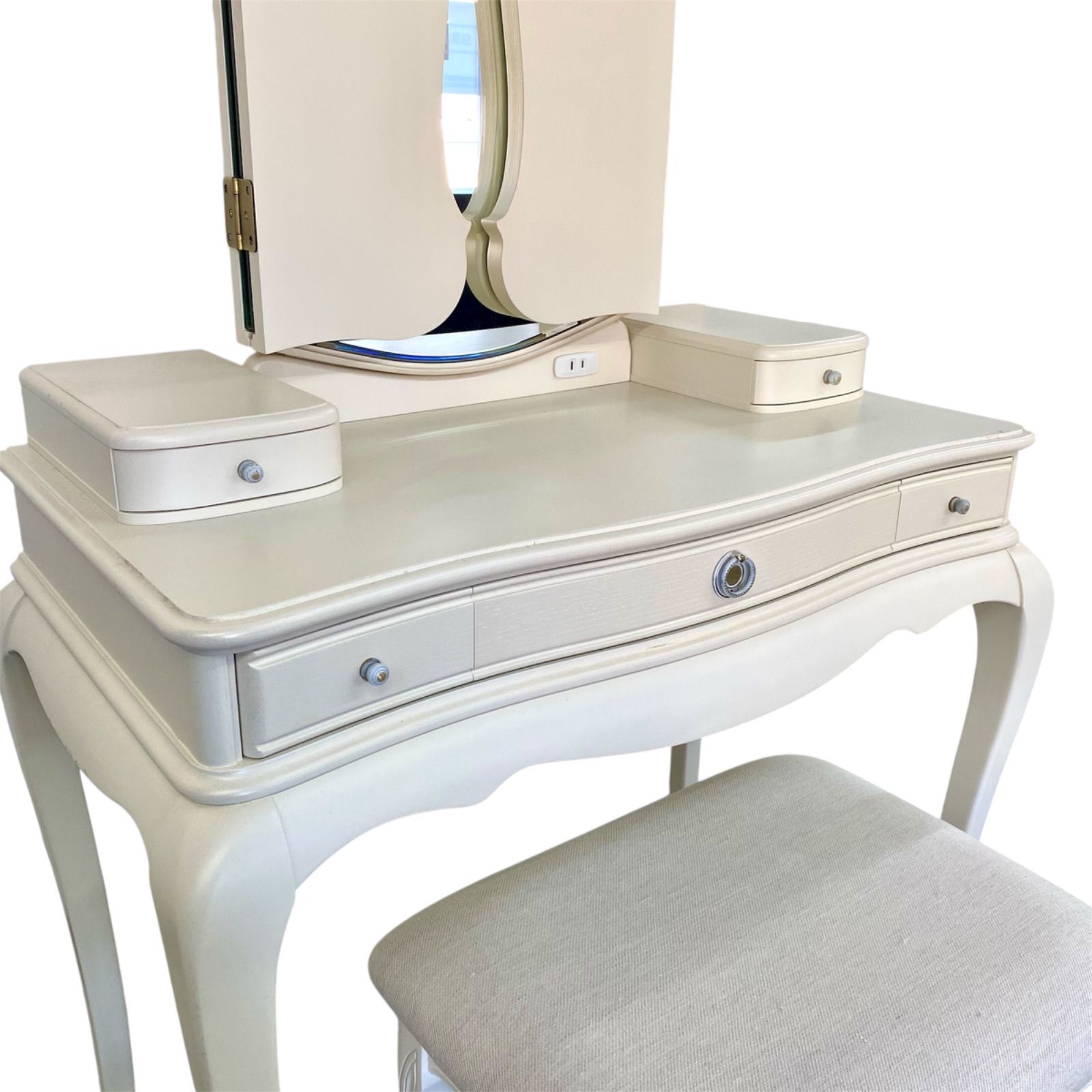 手渡し・配送】ドレッサー 鏡台 ホワイト 化粧台 メイクテーブル 三面