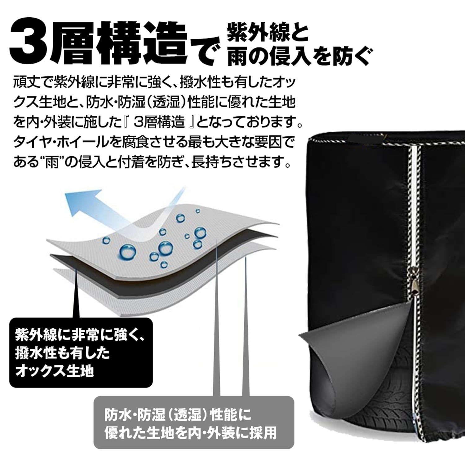 タイヤカバー タイヤ収納 防水 直径84×高さ120cm 雨よけカバー オフ