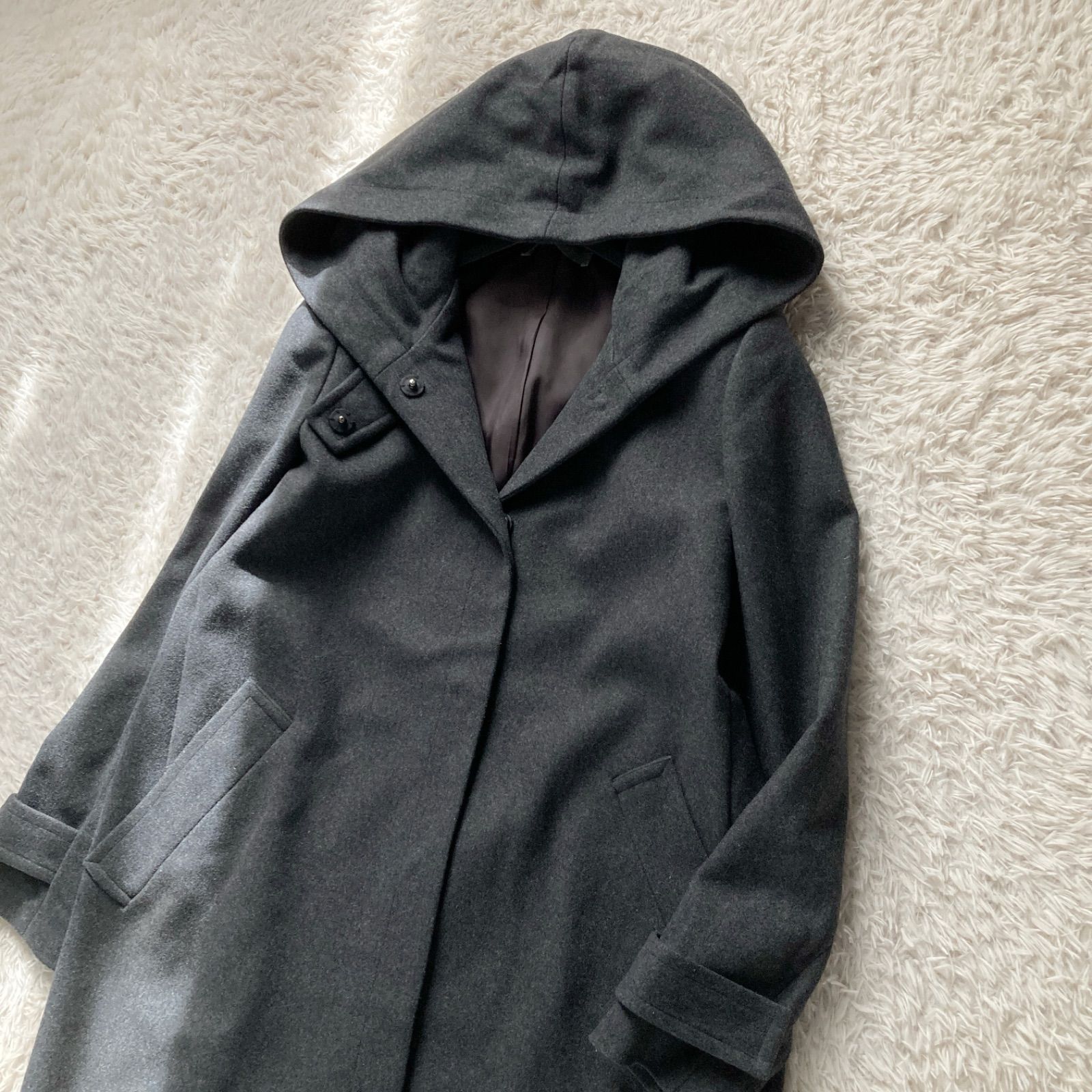 美品 theory luxe セオリーリュクス フーデットコート ロングコート