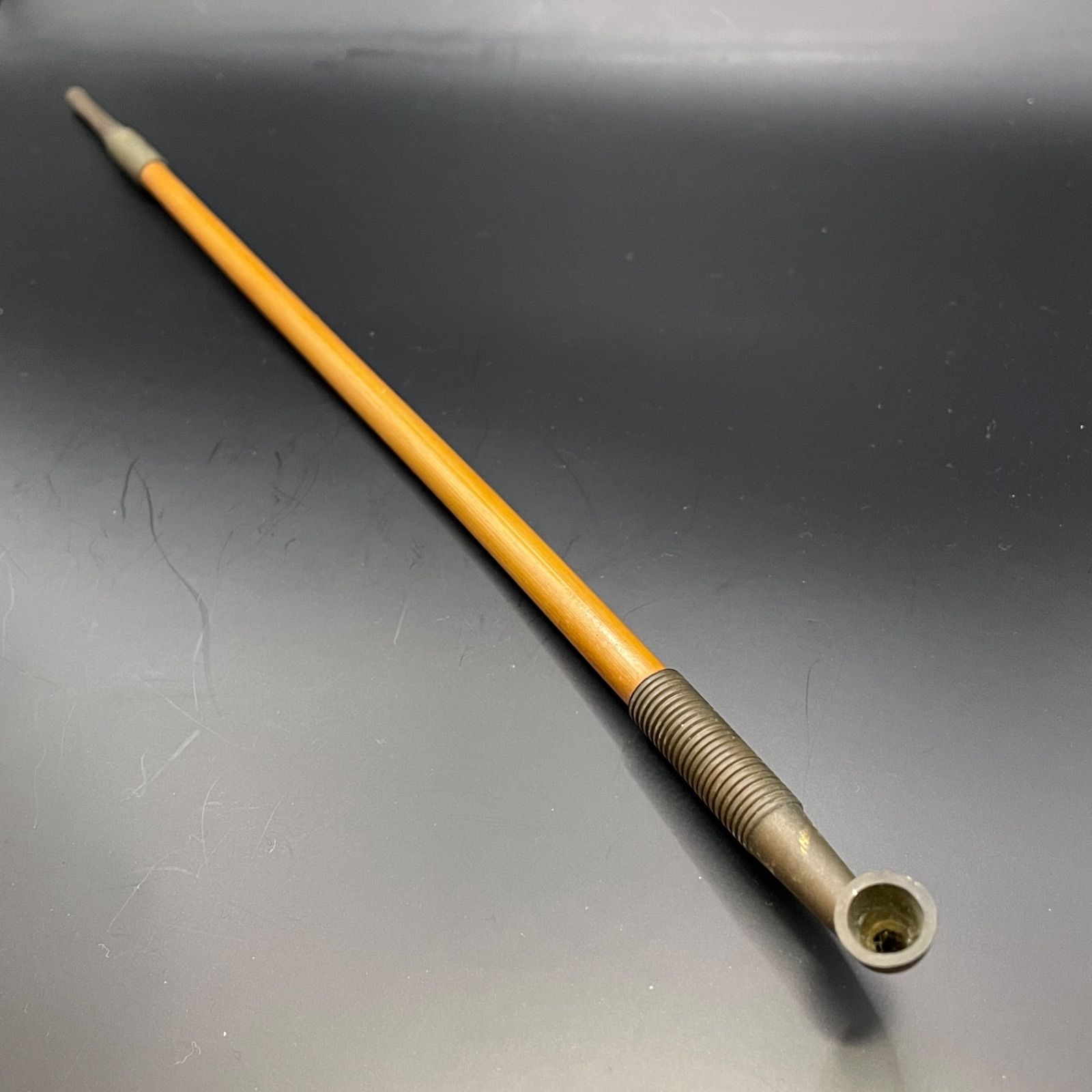 美品】長煙管 38.5cm 31g 千段巻 筋目模様 時代物 キセル 骨董 喫煙具