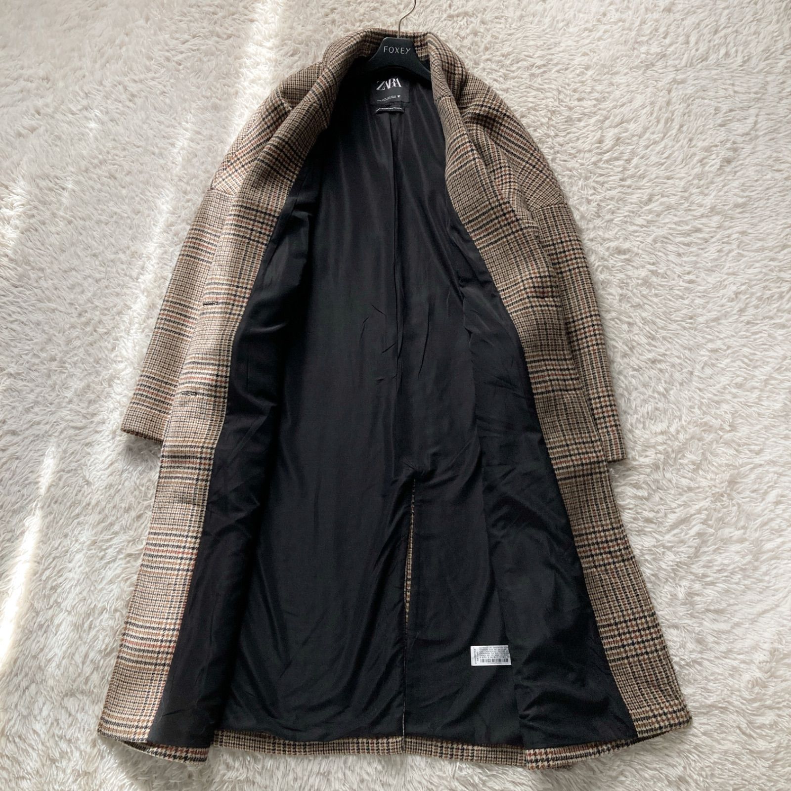 美品 ZARA ザラ ロングコート チェスターコート グレンチェック 