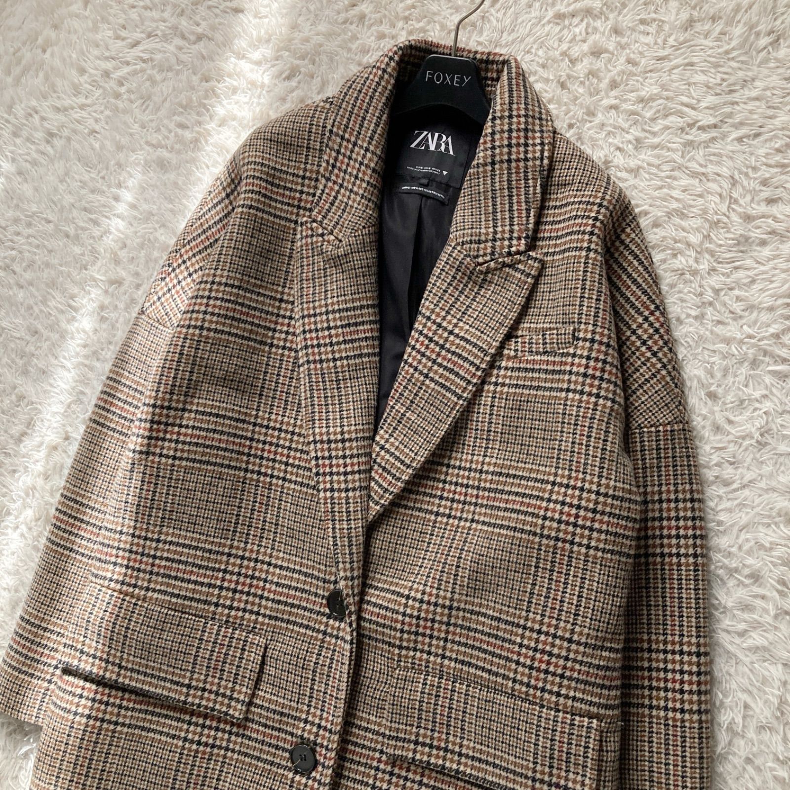 美品 ZARA ザラ ロングコート チェスターコート グレンチェック