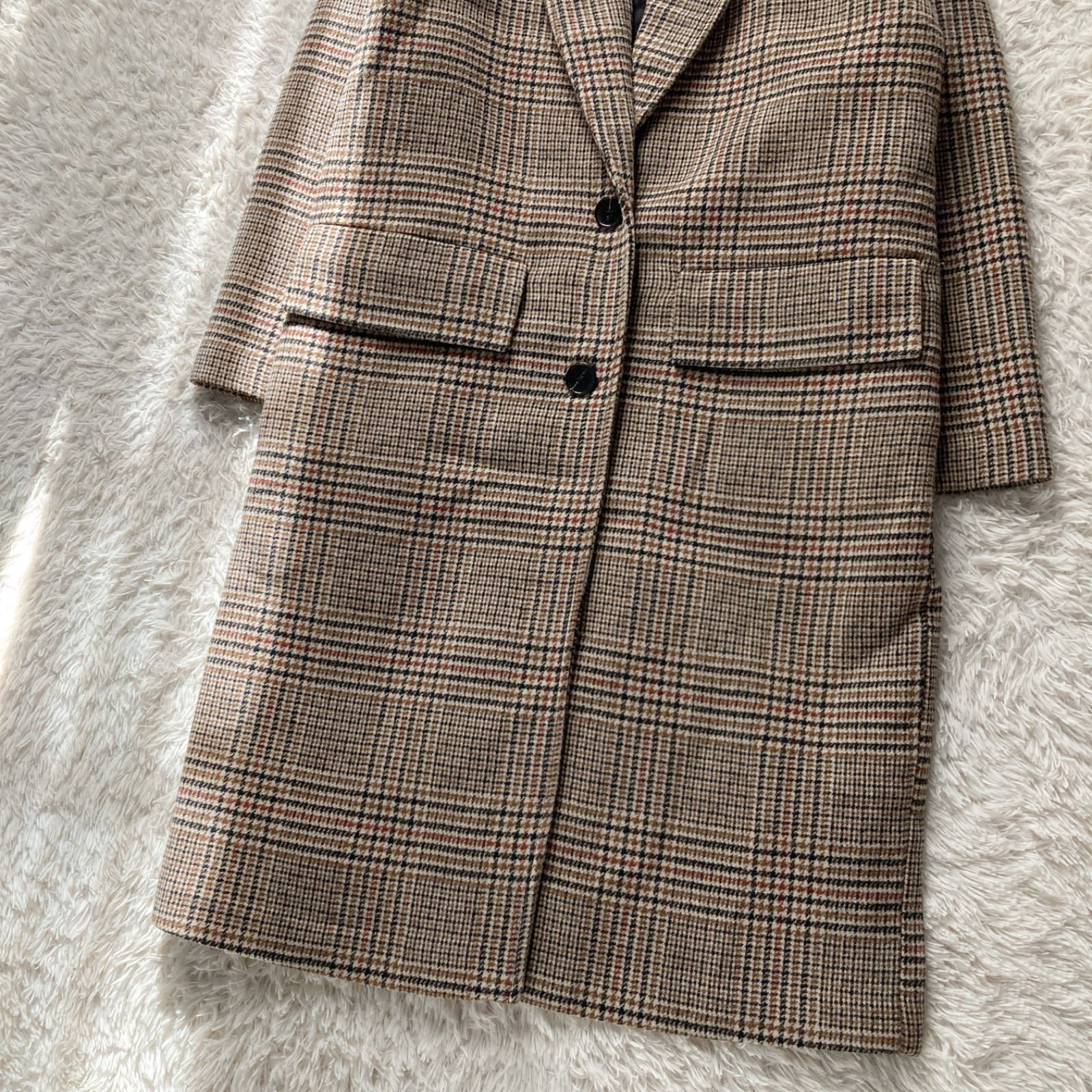 美品 ZARA ザラ ロングコート チェスターコート グレンチェック