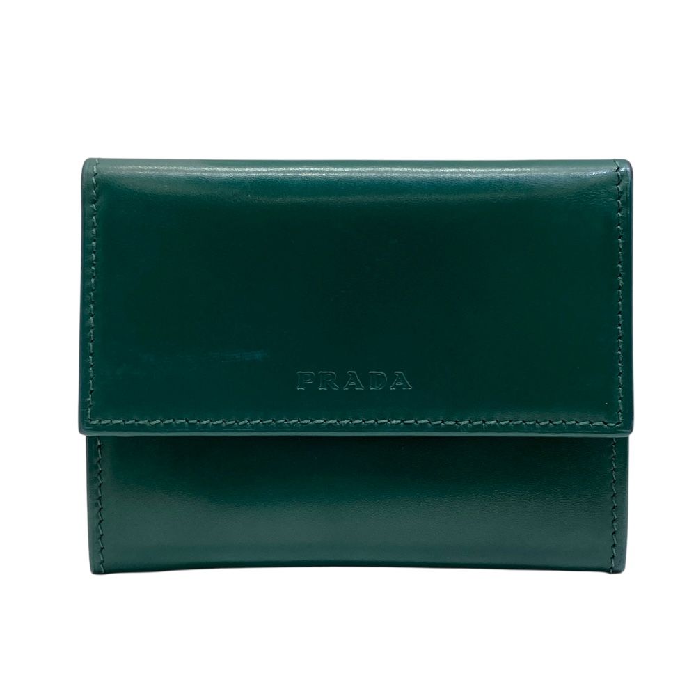 PRADA グリーン レザー ケース 新品 プラダ フラッグメントケース ミニ財布 ロゴ コインケース カード