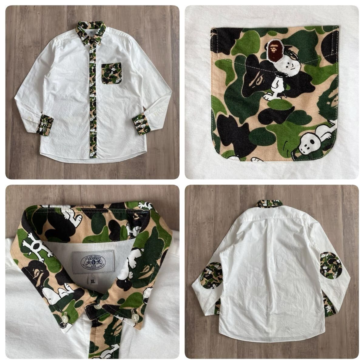 ☆XL☆ スヌーピー × BAPE 長袖シャツ a bathing ape エイプ ベイプ ア 