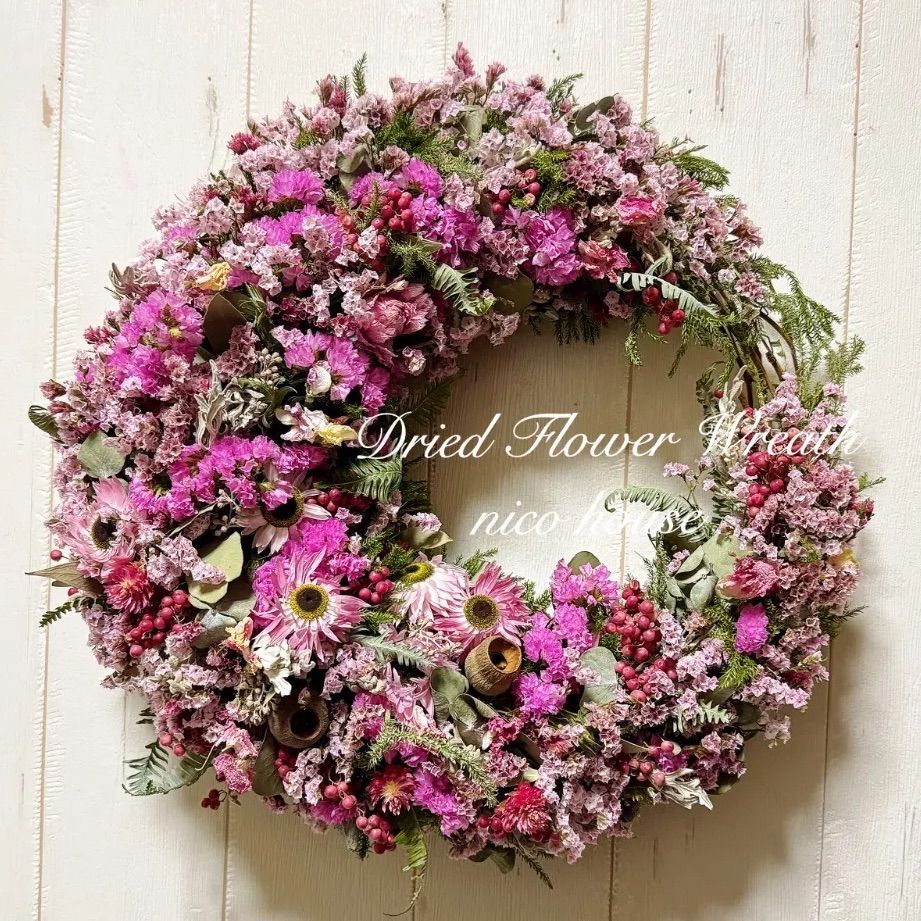 ドライフラワークレセントリース(直径約34cm) ドライフラワーリース