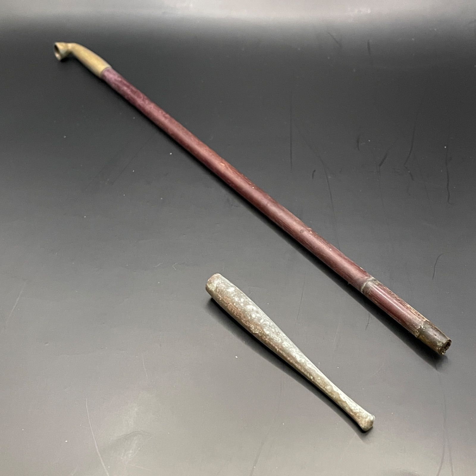 長尺34cm】アンティーク 煙管（キセル）磁石反応なし 撮影小道具