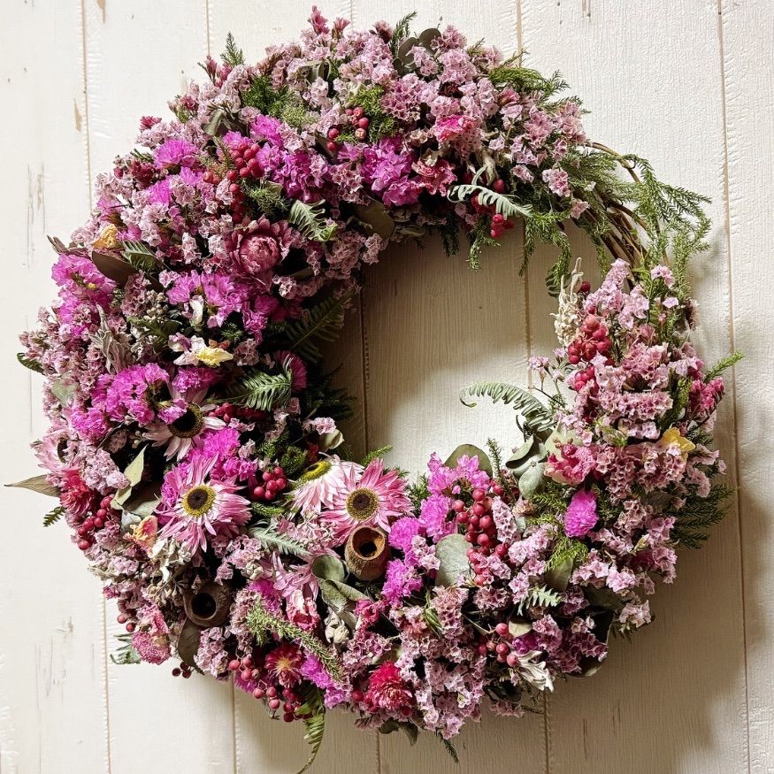 ドライフラワークレセントリース(直径約34cm) ドライフラワーリース