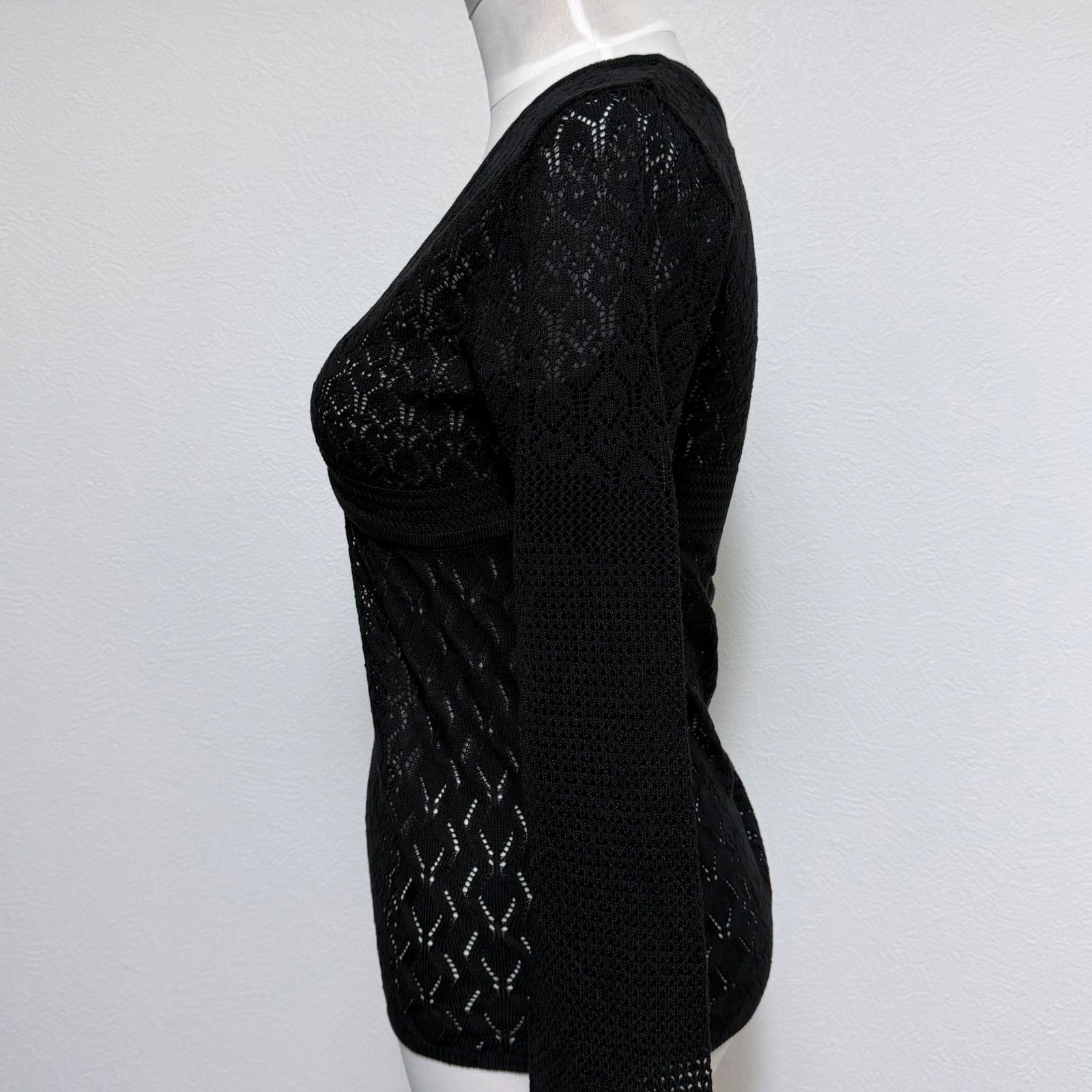 25SS 未使用品】CAPRICIEUX LE'MAGE レースVプルオーバー ブラック