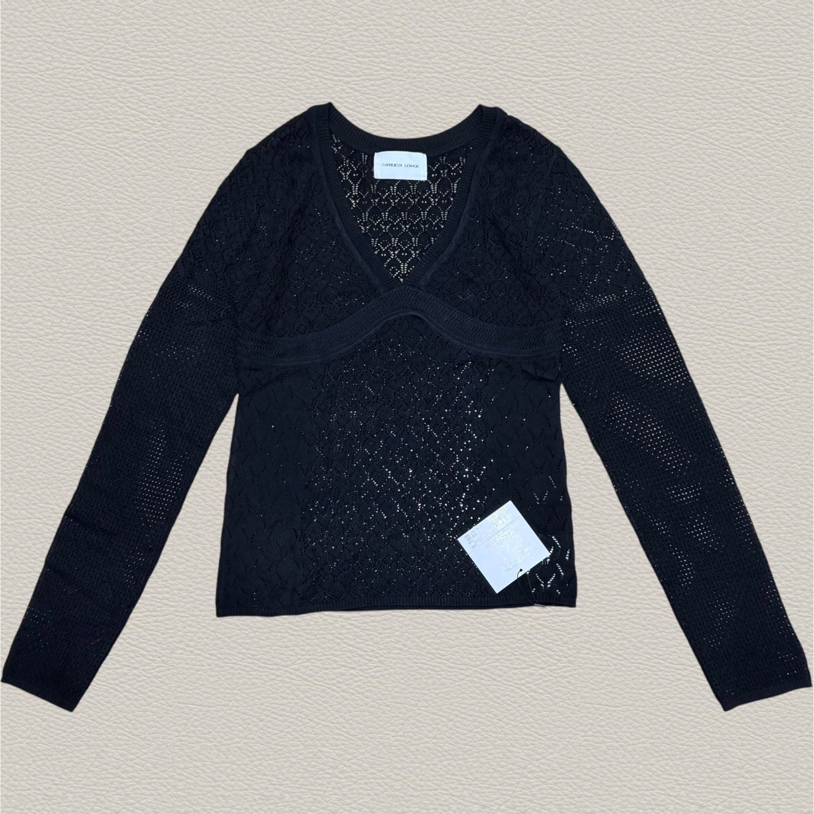 25SS 未使用品】CAPRICIEUX LE'MAGE レースVプルオーバー ブラック