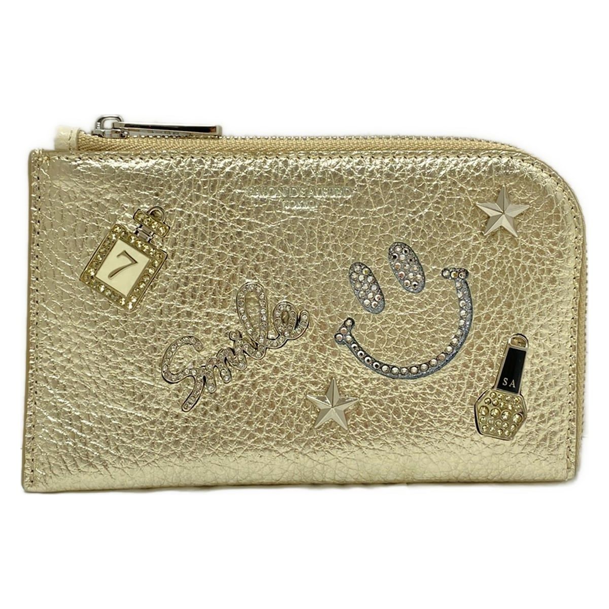 SALON DE ALFURD(サロンドアルファード) コインケース - ゴールド L字ファスナー/スマイル/ラインストーン レザー - メルカリ