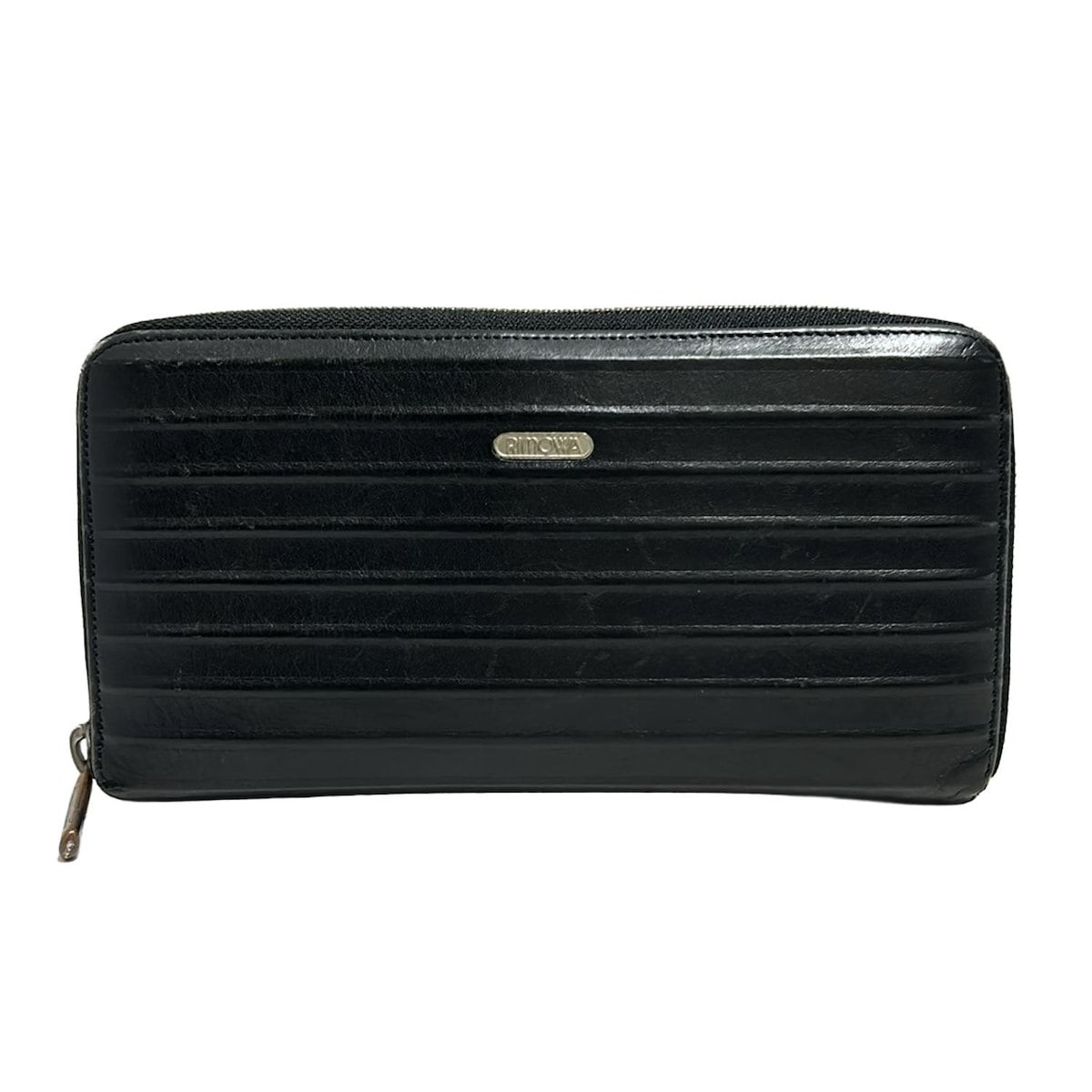 RIMOWA(リモワ) 長財布 - 黒 ラウンドファスナー/型押し加工 レザー
