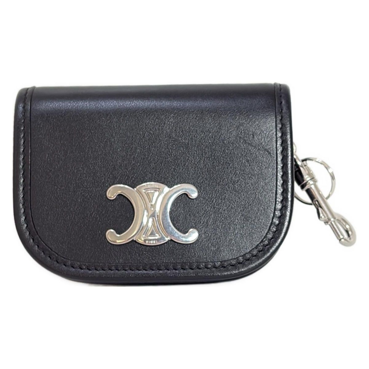 美品　セリーヌ　キーリングケース　カードケース　トリオンフ　ブラック CELINE(セリーヌ) カードケース美品 キーリング ナノ ブザス