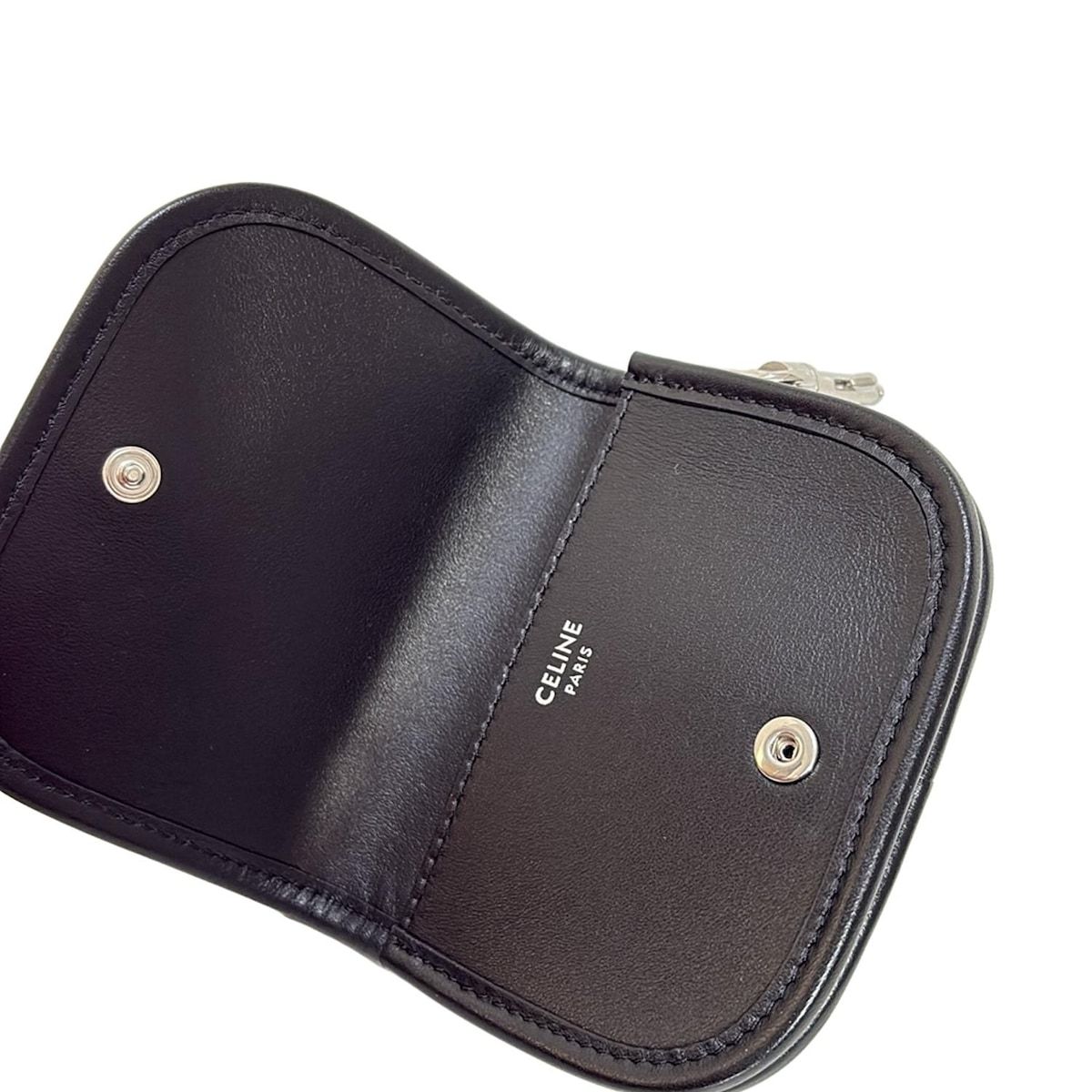 美品　セリーヌ　キーリングケース　カードケース　トリオンフ　ブラック CELINE(セリーヌ) カードケース美品 キーリング ナノ ブザス