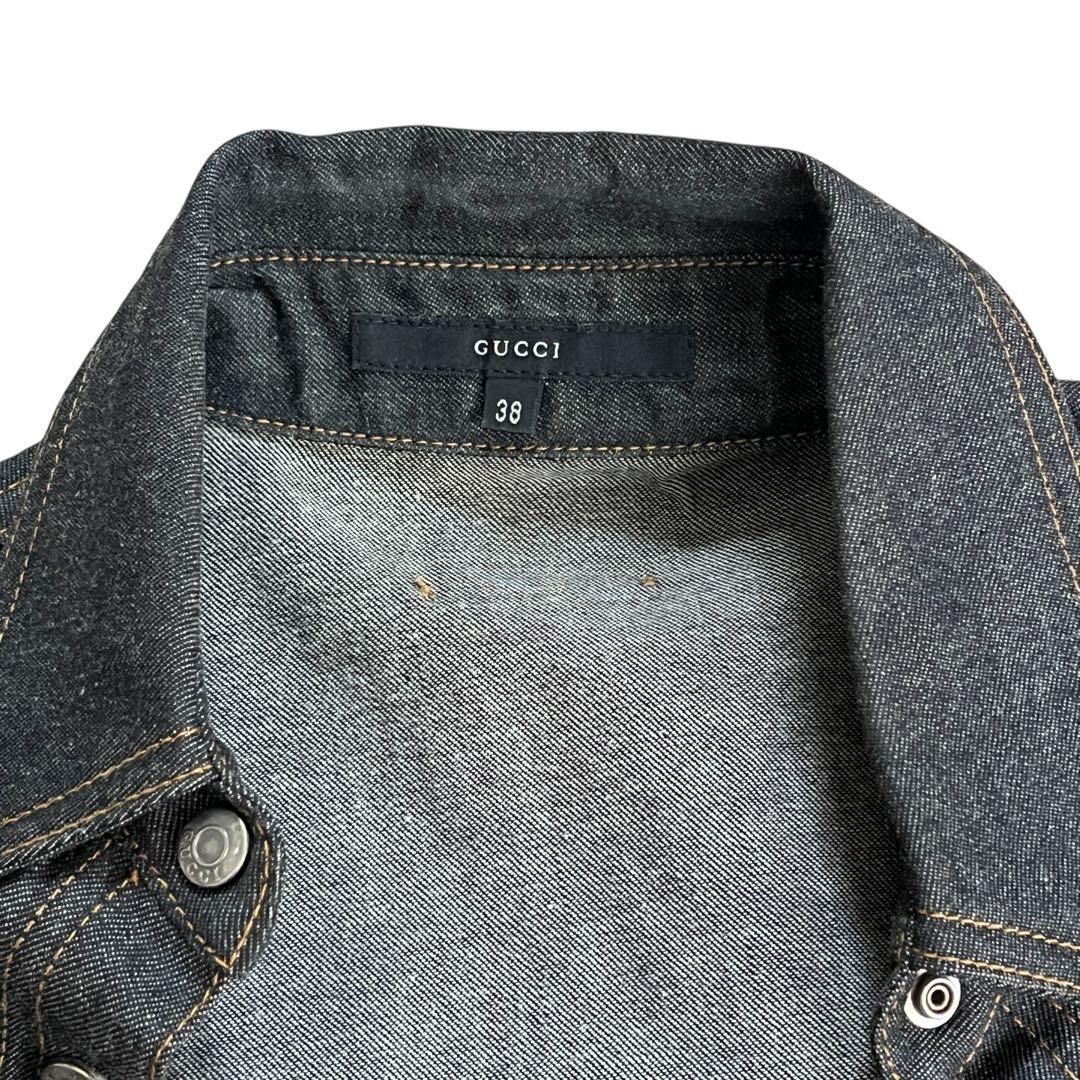 GUCCI グッチ デニムシャツ コットン ブラック 黒 38 美品 - メルカリ
