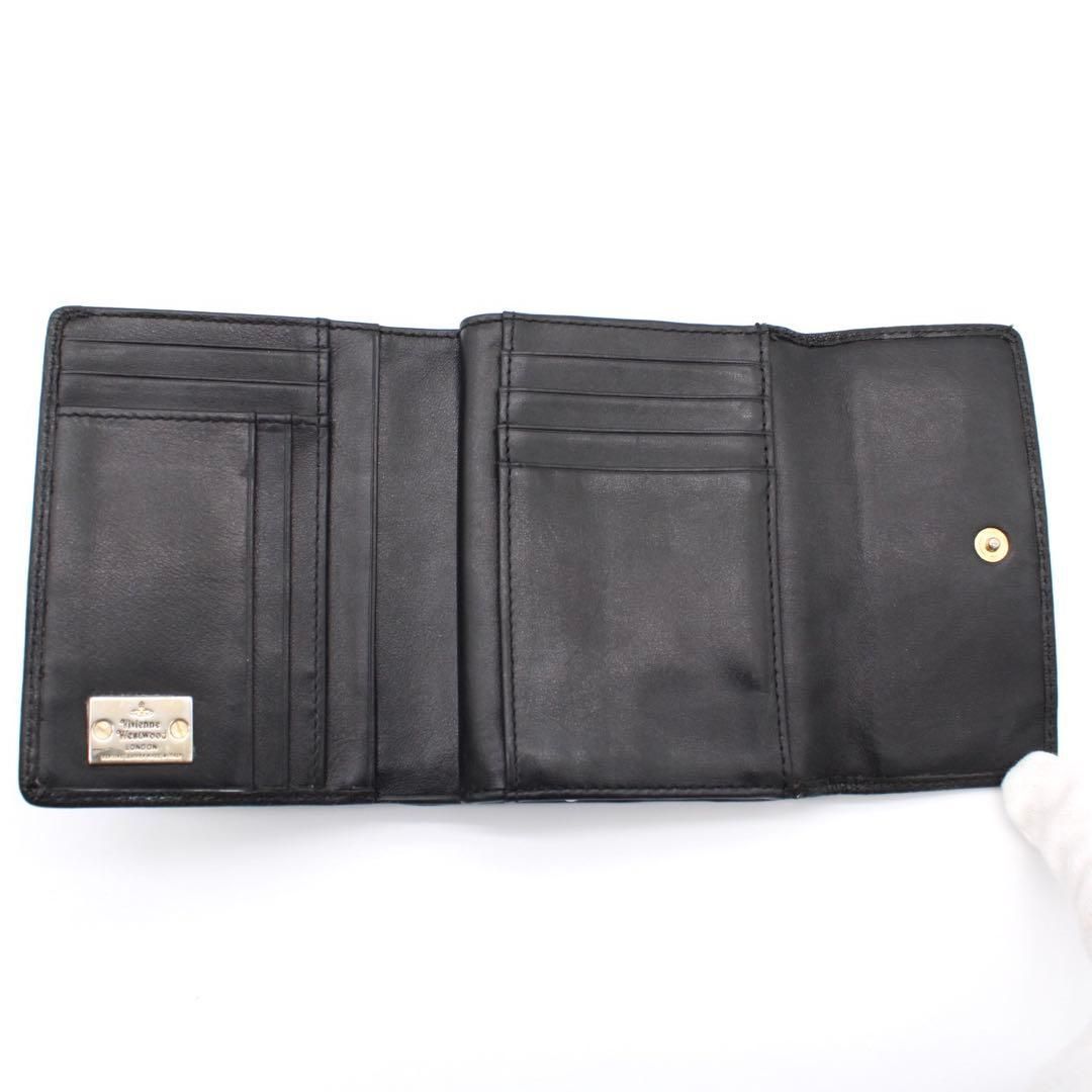良品】VivienneWestwood 三つ折財布 がま口財布 レザー 黒色 - メルカリ