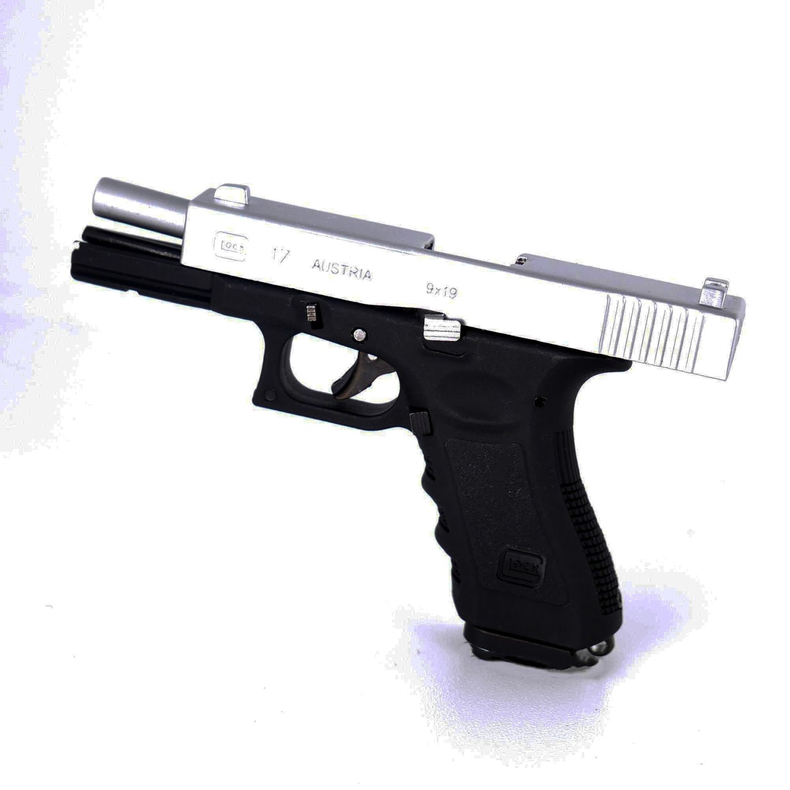 [株式会社アザレア] HITCALL グロック17 超精密 1/3 排莢式 合金 キーホルダー メタルスライド ミニモデルガン 専用ガンケース (シルバー)