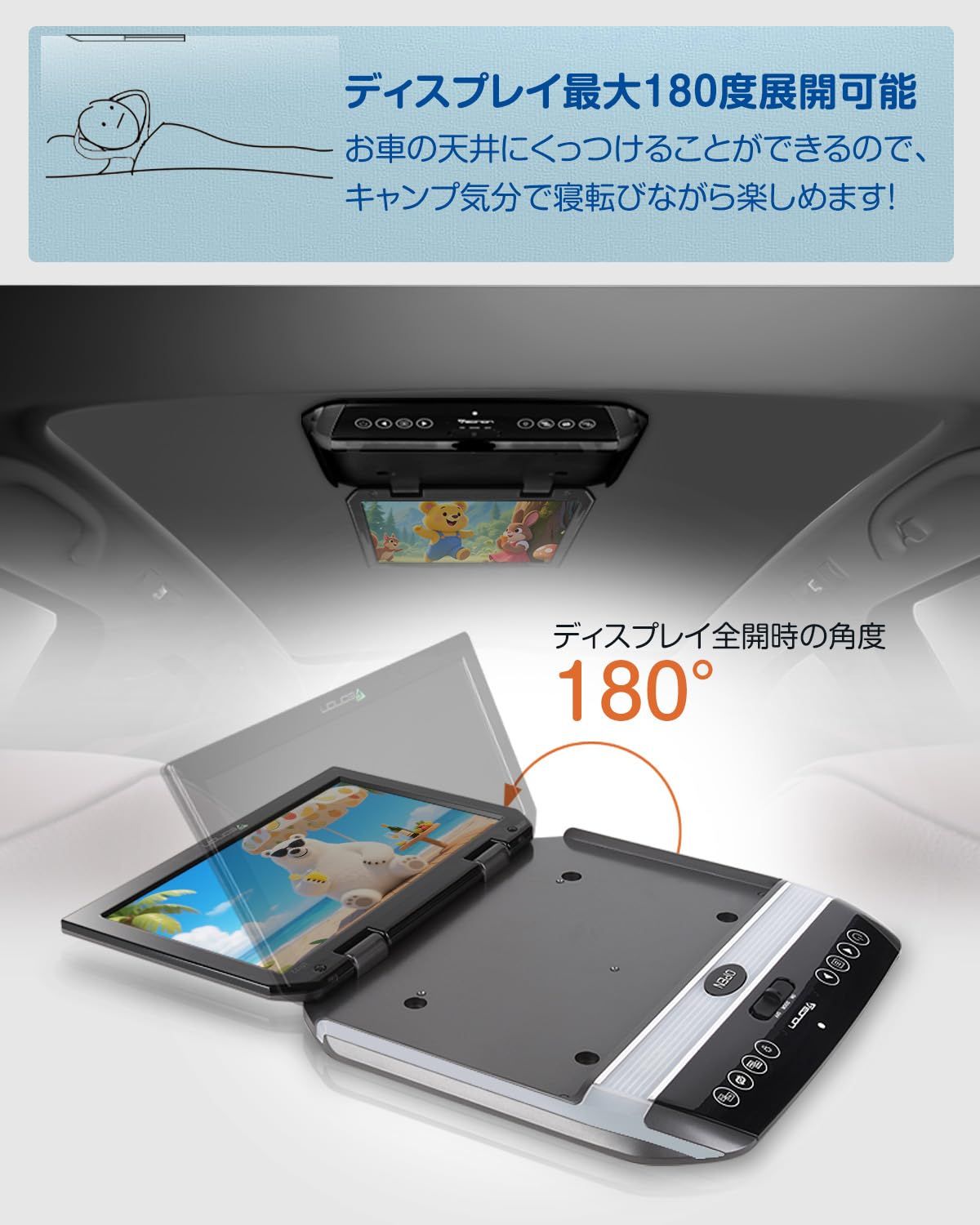 EONON フリップダウンモニター 10.1インチ 1024*600 WSVGA液晶デジタル