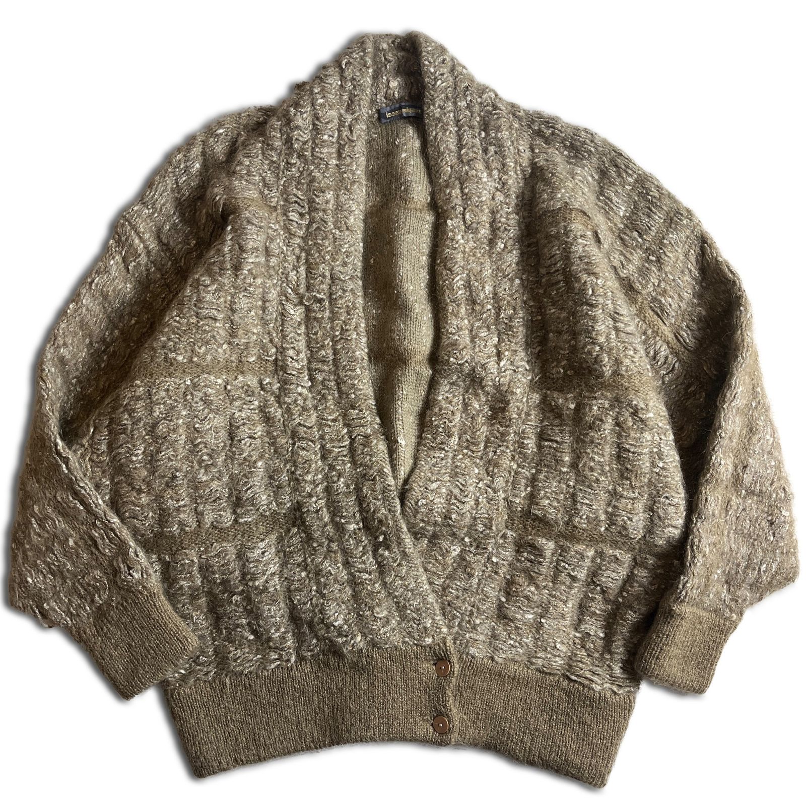 80s】ISSEY MIYAKE 筆タグ ドルマンスリーブカーディガン M ベージュ