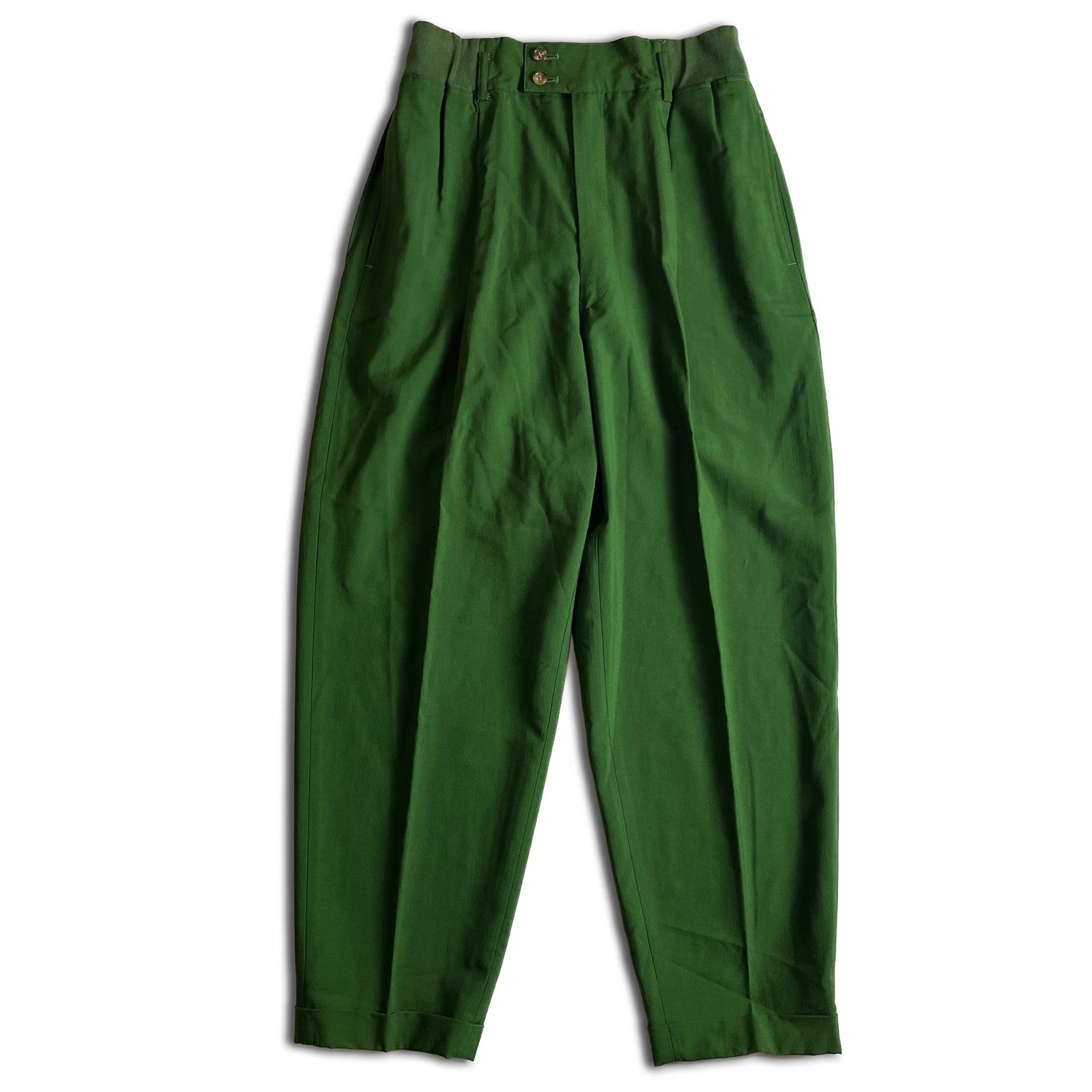 80s】COMME des GARCONS HOMME PLUS ツータックスラックス M グリーン