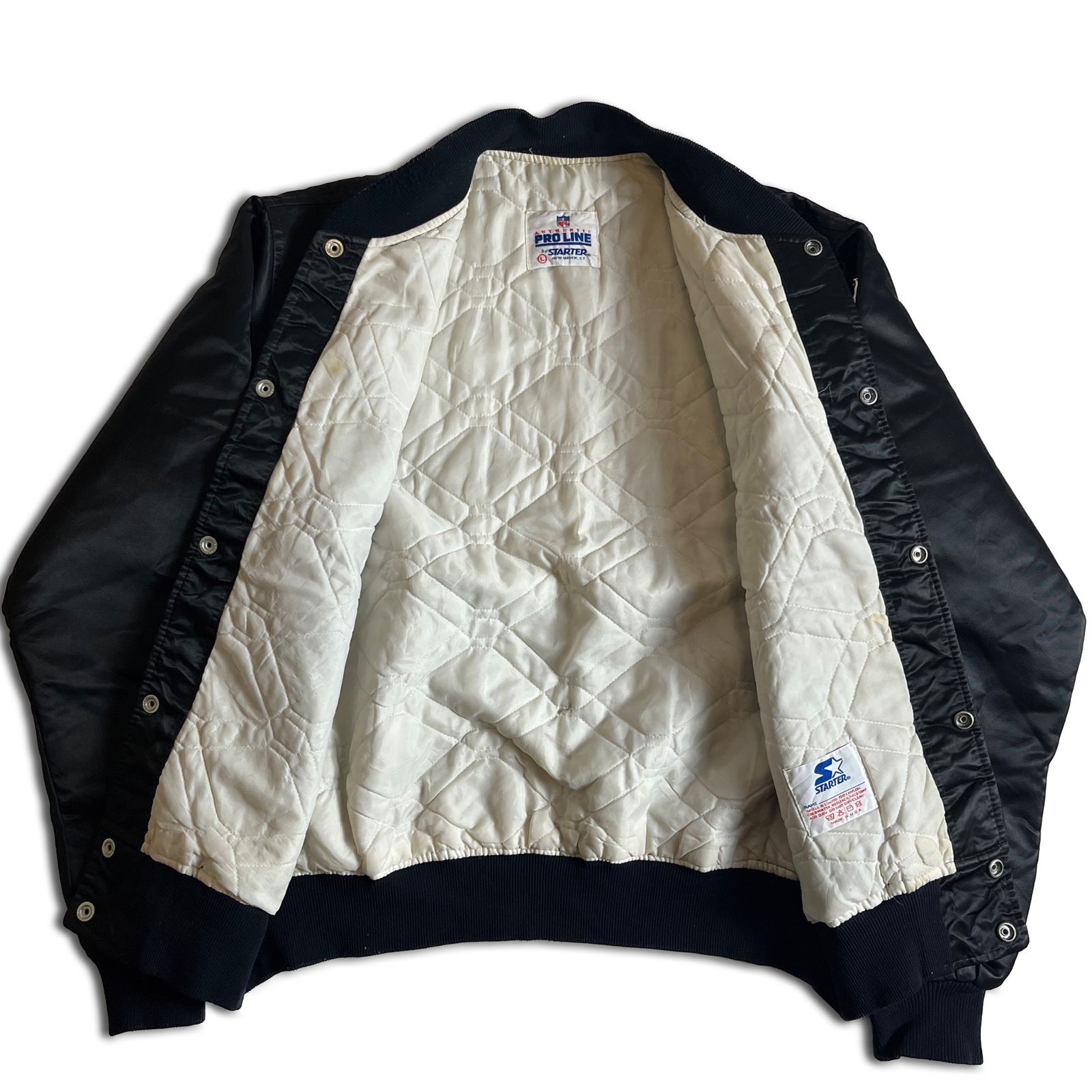 80s】STARTER RAIDERS NFL ナイロンスタジャン L ブラック USA製