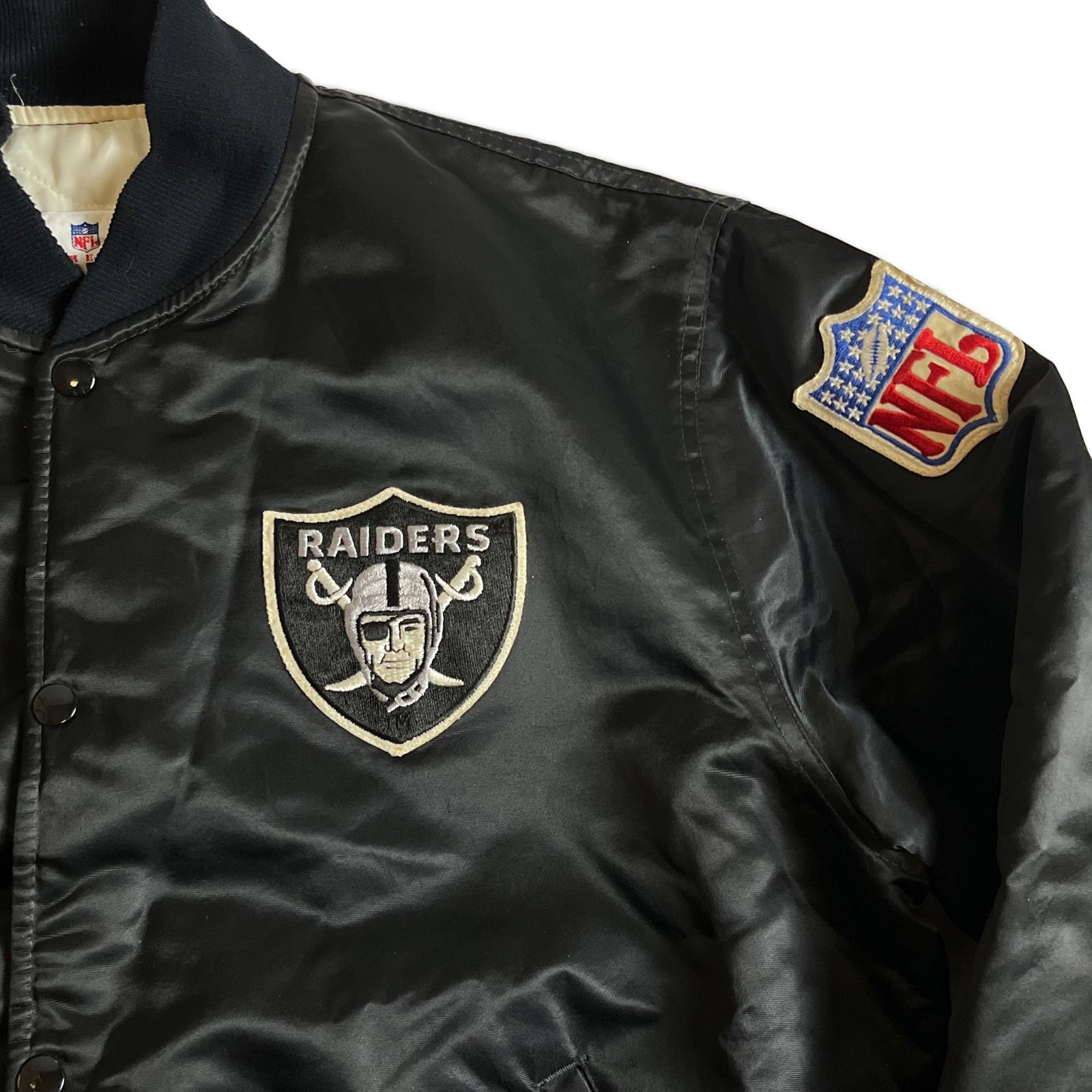 80s】STARTER RAIDERS NFL ナイロンスタジャン L ブラック USA製