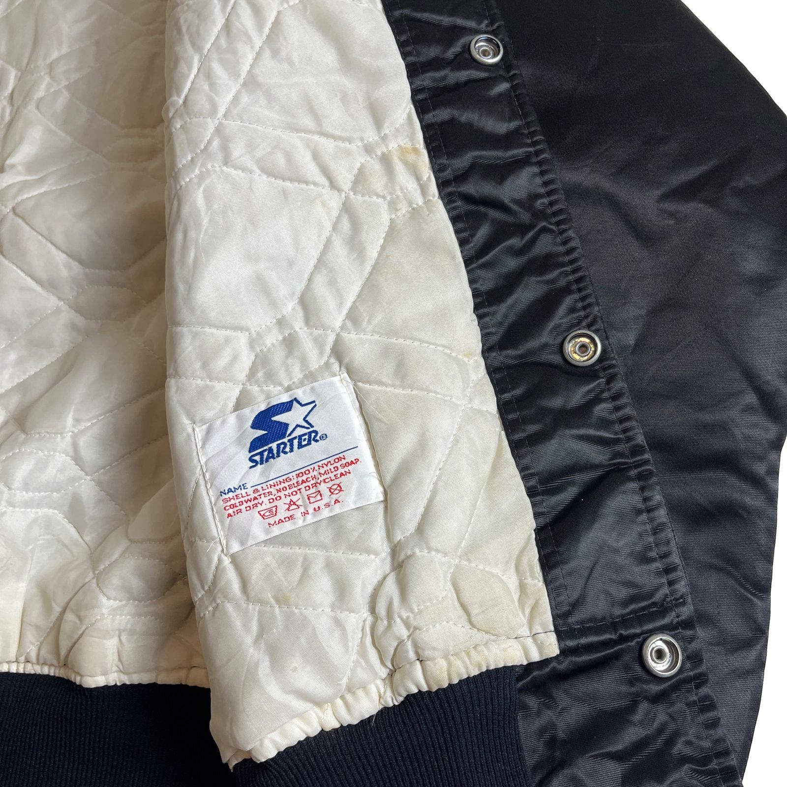 80s】STARTER RAIDERS NFL ナイロンスタジャン L ブラック USA製
