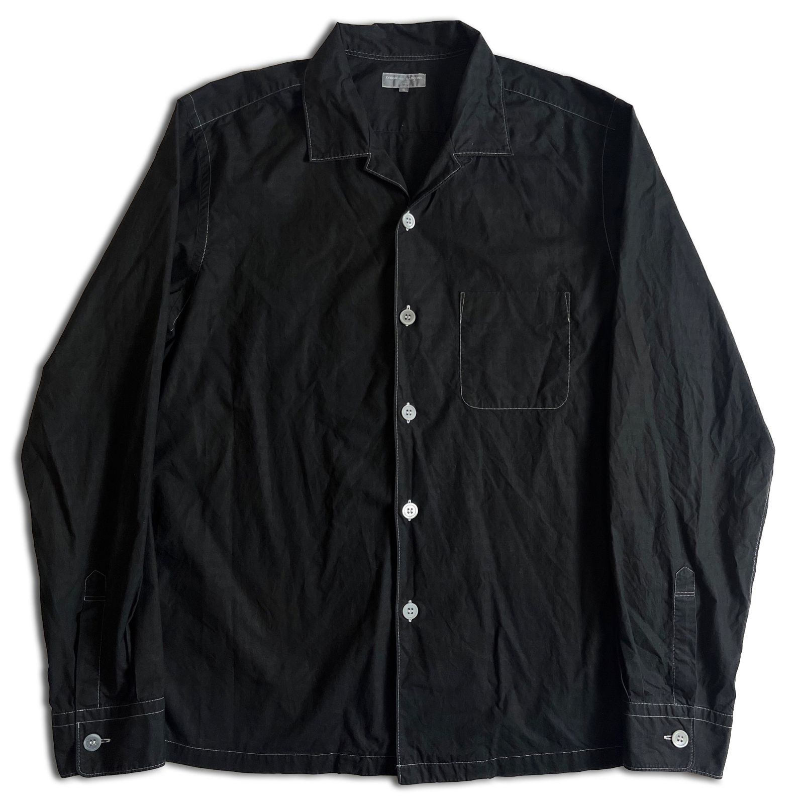 03AW】COMME des GARCONS HOMME オープンカラー ボックス 長袖シャツ L