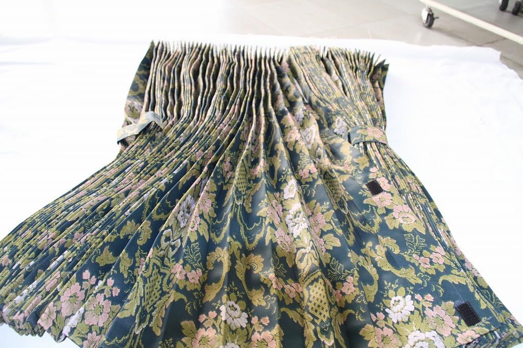 トラック 仮眠カーテン 花かごグリーン 巾240㎝×丈85㎝が2枚入り