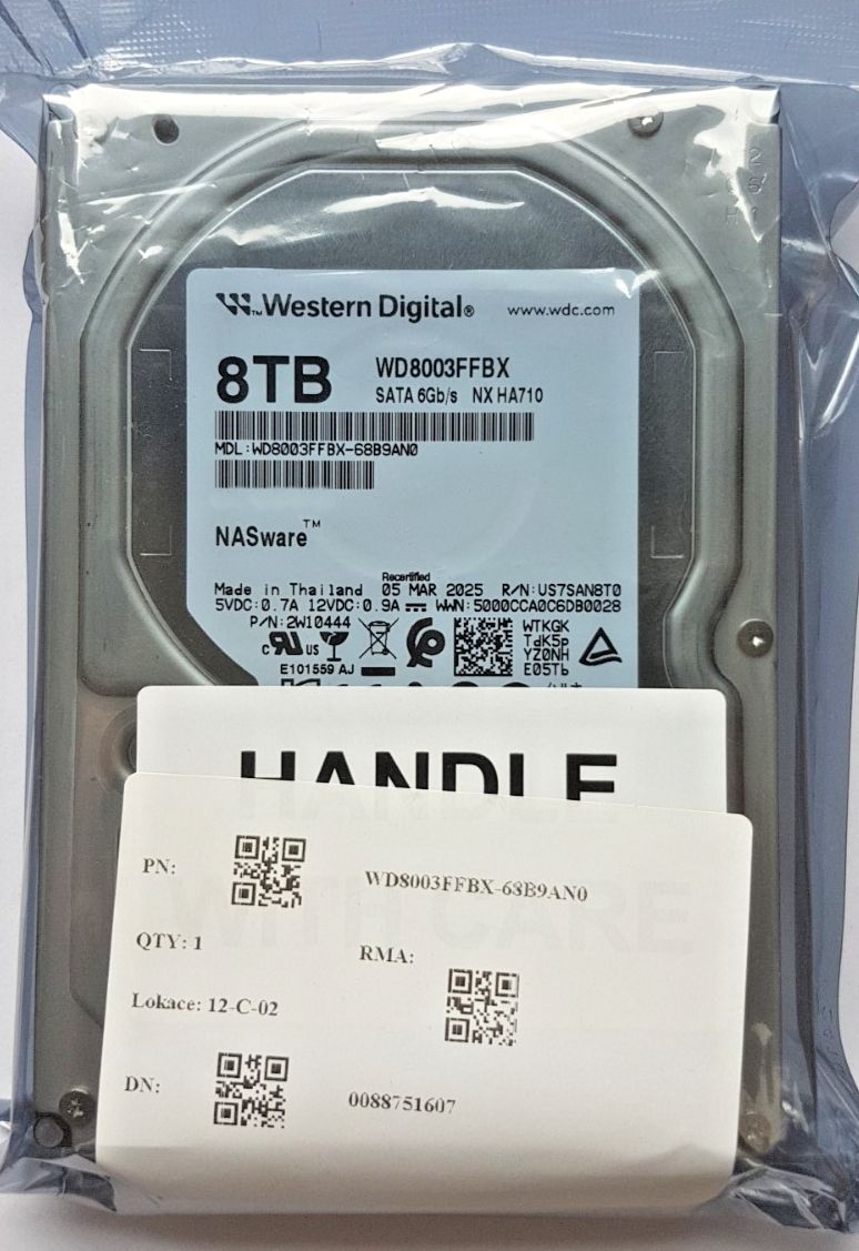 8TB SATA ウエスタンデジタル WD8003FFBX-68B9AN0 NX HA710 NAS